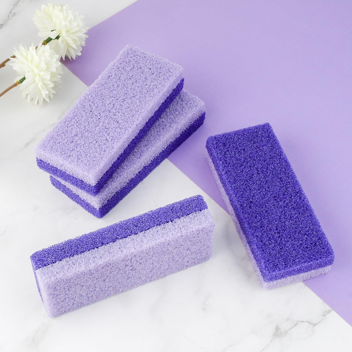 4 Pcs Foot Pumice Stone and Scrubber for Feet and Heels Callus and Dead Skins (Purple) - Image 7