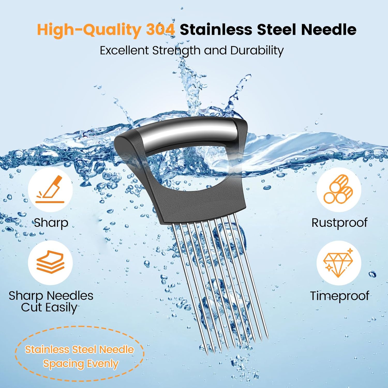 Onion Holder for Slicing, 304 Stainless Steel Onion Slicer Holder, Tomato & Vegetable Cutter, Fruit Slicer & Meat Tenderizer, Ergonomic Kitchen Gadget for Safe, Even & Odor-Free Cutting, Home Cooking - Image 5