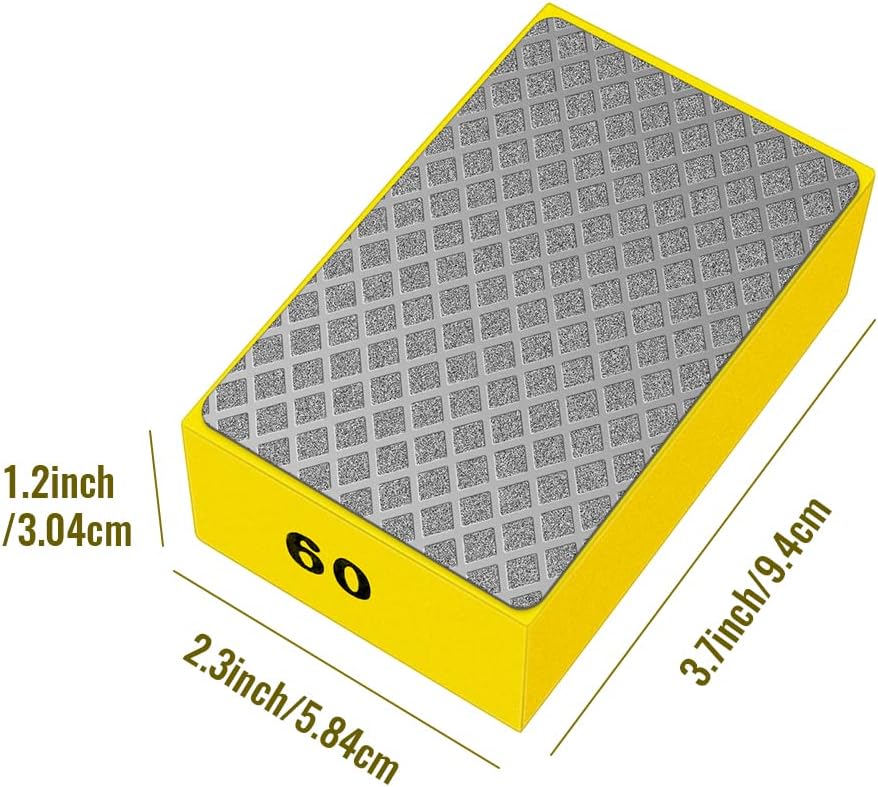 1 Pcs Diamond Hand Pad Sanding Block Sharp Glass Grinding Polishing Pad Sanding Block Foam Backing Hand-Held Sanding Block for Sanding Polishing Marble Tile Ceramics (60#) - Image 3
