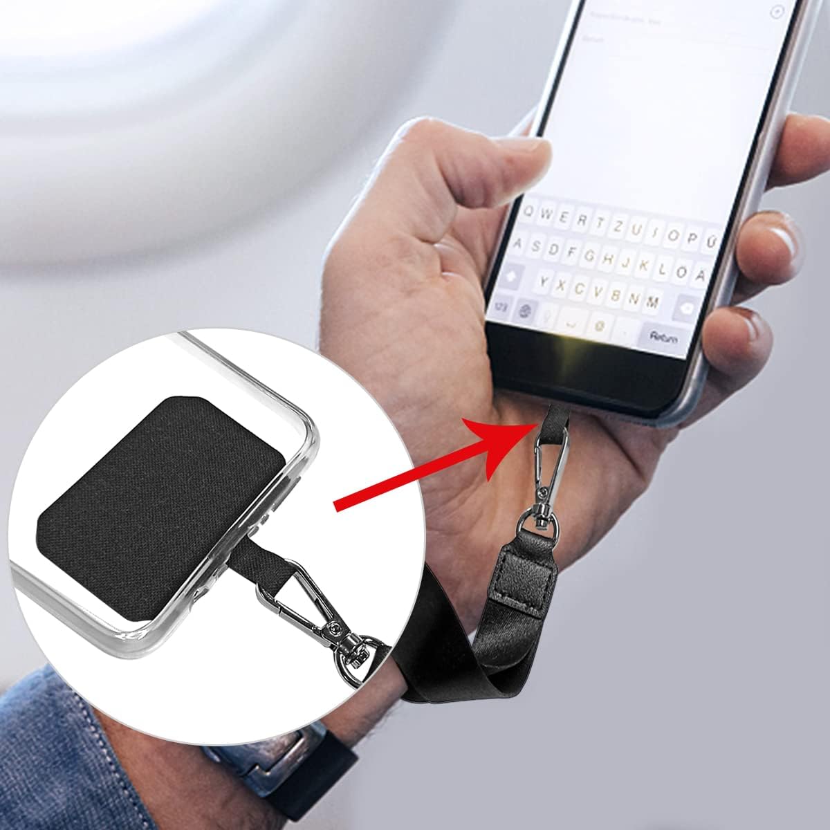 5 Pack Phone Tether Tab Cell Phone lanyard pad, Universal Phone Tether Tab Phone Lanyard Replacement Part Compatible with Most Smartphones (Black) - Image 6