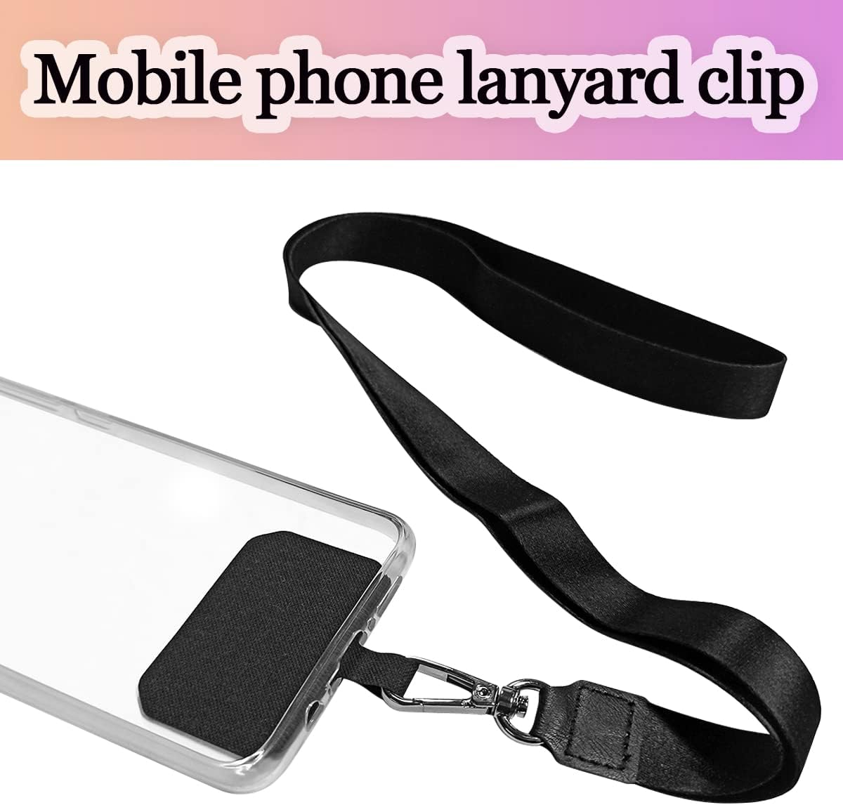 5 Pack Phone Tether Tab Cell Phone lanyard pad, Universal Phone Tether Tab Phone Lanyard Replacement Part Compatible with Most Smartphones (Black) - Image 7