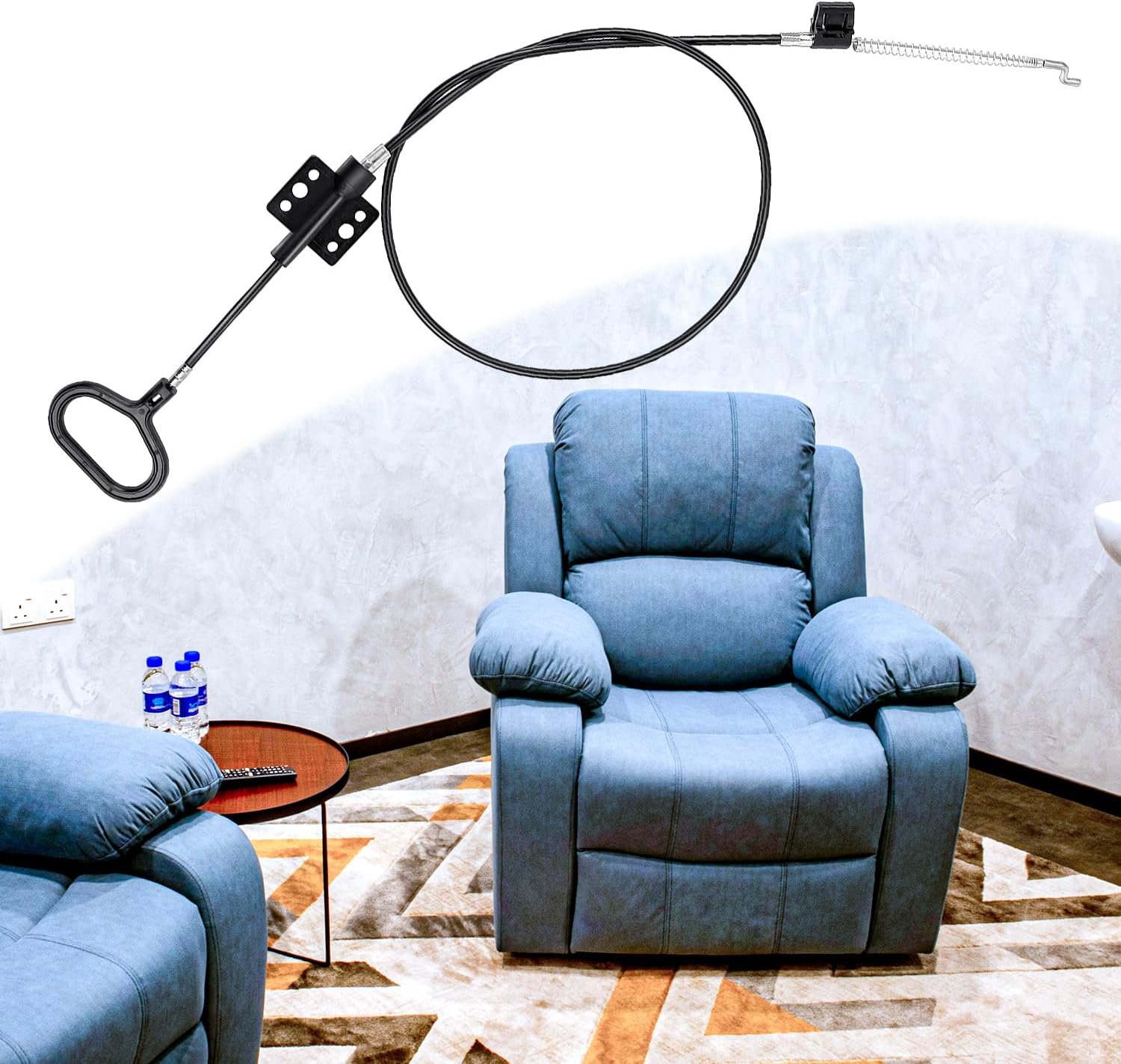 Sofa Recliner Cables Sofa and Reclined Chair Replacement Part D Ring Couch Recliner Pull Handle with S Tip for Cable Total Length 36.5 Inch Exposed Length 5Inch (1 Pack Black) - Image 2
