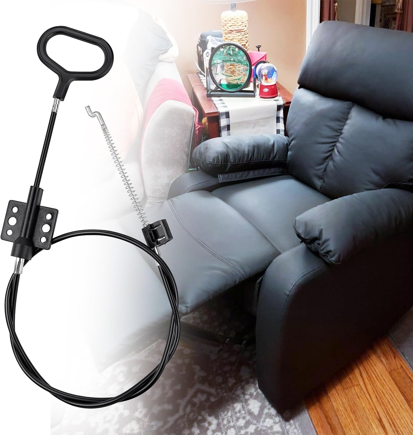 Sofa Recliner Cables Sofa and Reclined Chair Replacement Part D Ring Couch Recliner Pull Handle with S Tip for Cable Total Length 36.5 Inch Exposed Length 5Inch (1 Pack Black) - Image 7