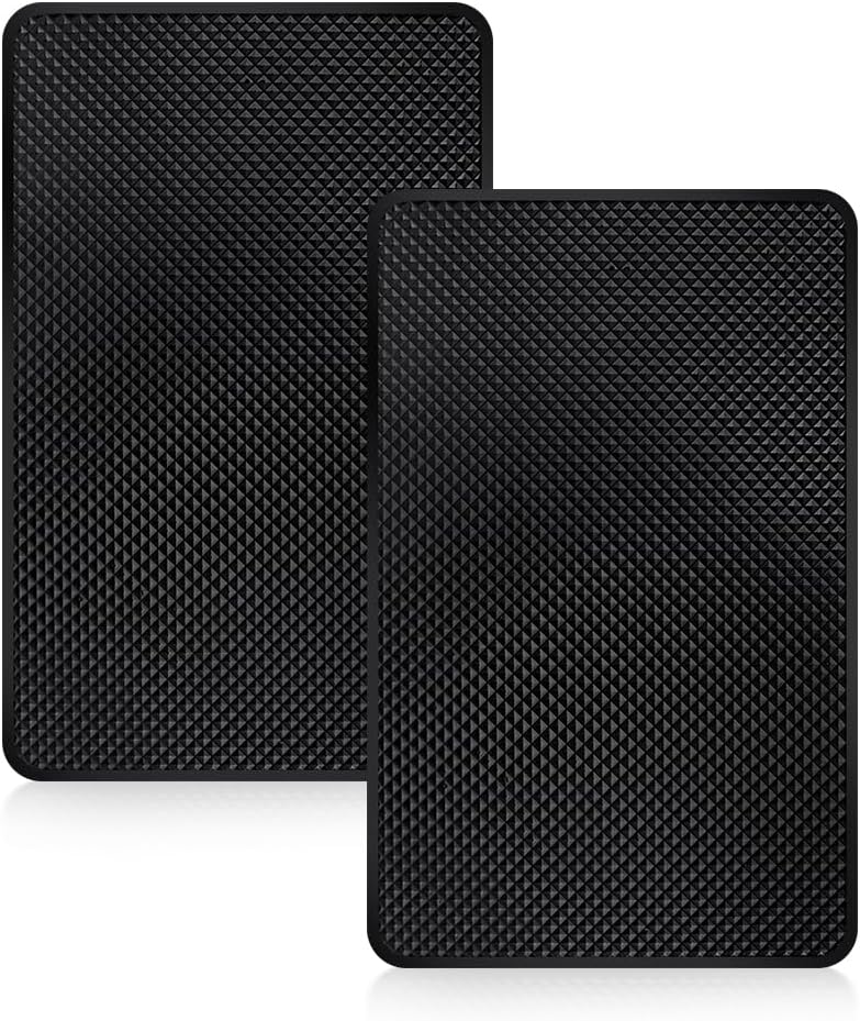 2 Pack Car Dashboard Anti-Slip Rubber Pad, Car Dashboard Non Slip Mat, Black Grid Anti Slip Sticky Pad for Cell Phone, Sunglasses, Keys Electronic Devices (7.5