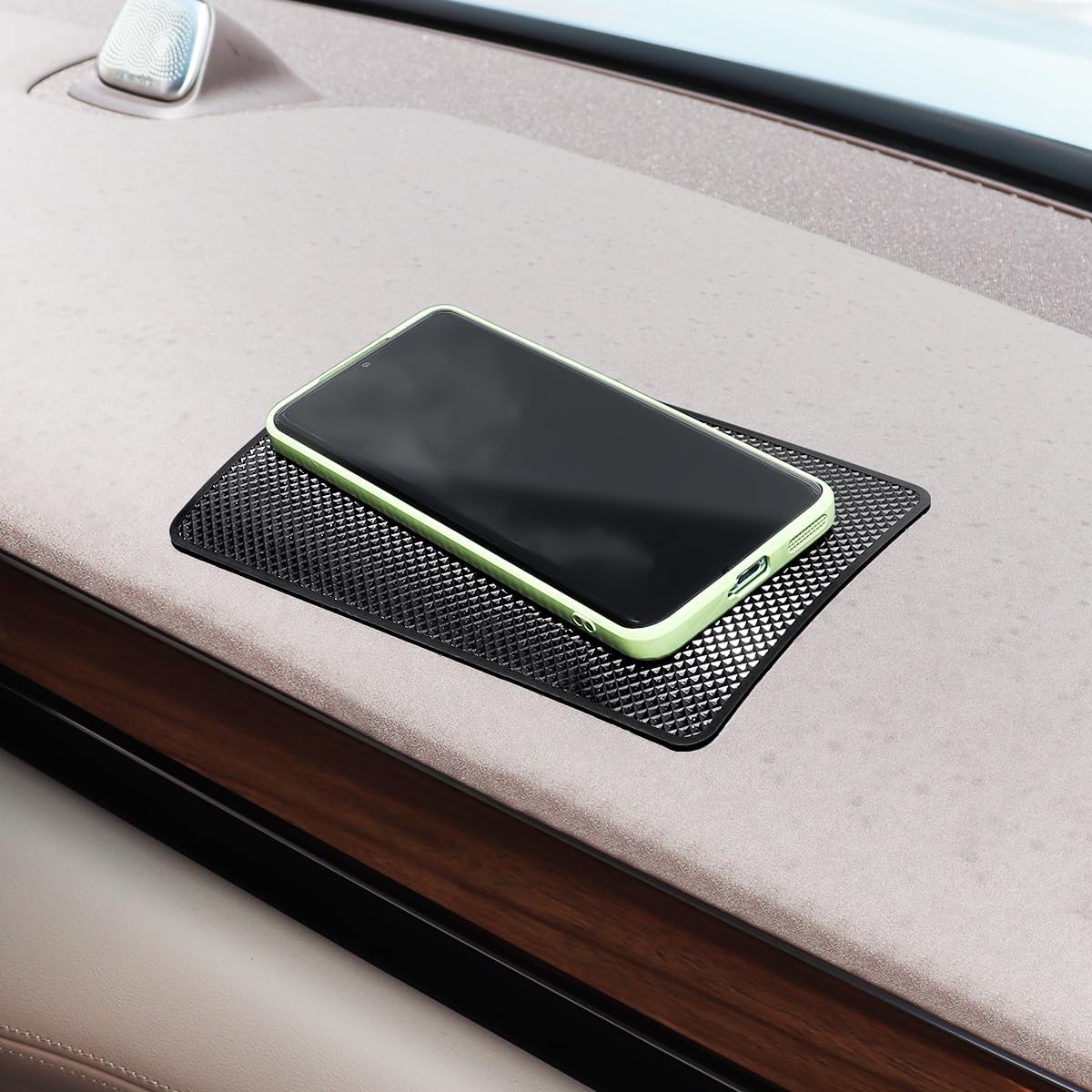 2 Pack Car Dashboard Anti-Slip Rubber Pad, Car Dashboard Non Slip Mat, Black Grid Anti Slip Sticky Pad for Cell Phone, Sunglasses, Keys Electronic Devices (7.5
