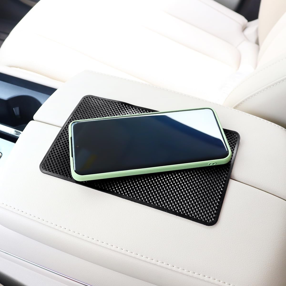 2 Pack Car Dashboard Anti-Slip Rubber Pad, Car Dashboard Non Slip Mat, Black Grid Anti Slip Sticky Pad for Cell Phone, Sunglasses, Keys Electronic Devices (7.5