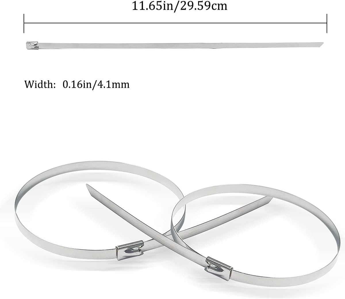 50pcs Metal Cable Zip Ties, 304 Stainless Steel Cable Ties, Exhaust Wrap Multi-Purpose Locking Cable Metal Zip Ties(11.8 Inches) - Image 3