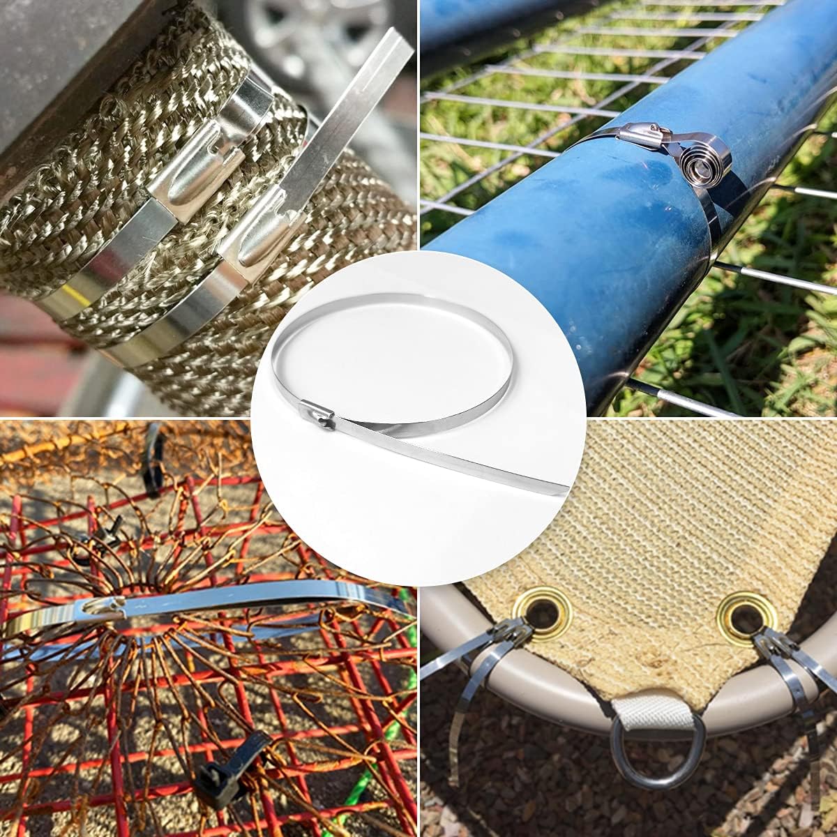 50pcs Metal Cable Zip Ties, 304 Stainless Steel Cable Ties, Exhaust Wrap Multi-Purpose Locking Cable Metal Zip Ties(11.8 Inches) - Image 5