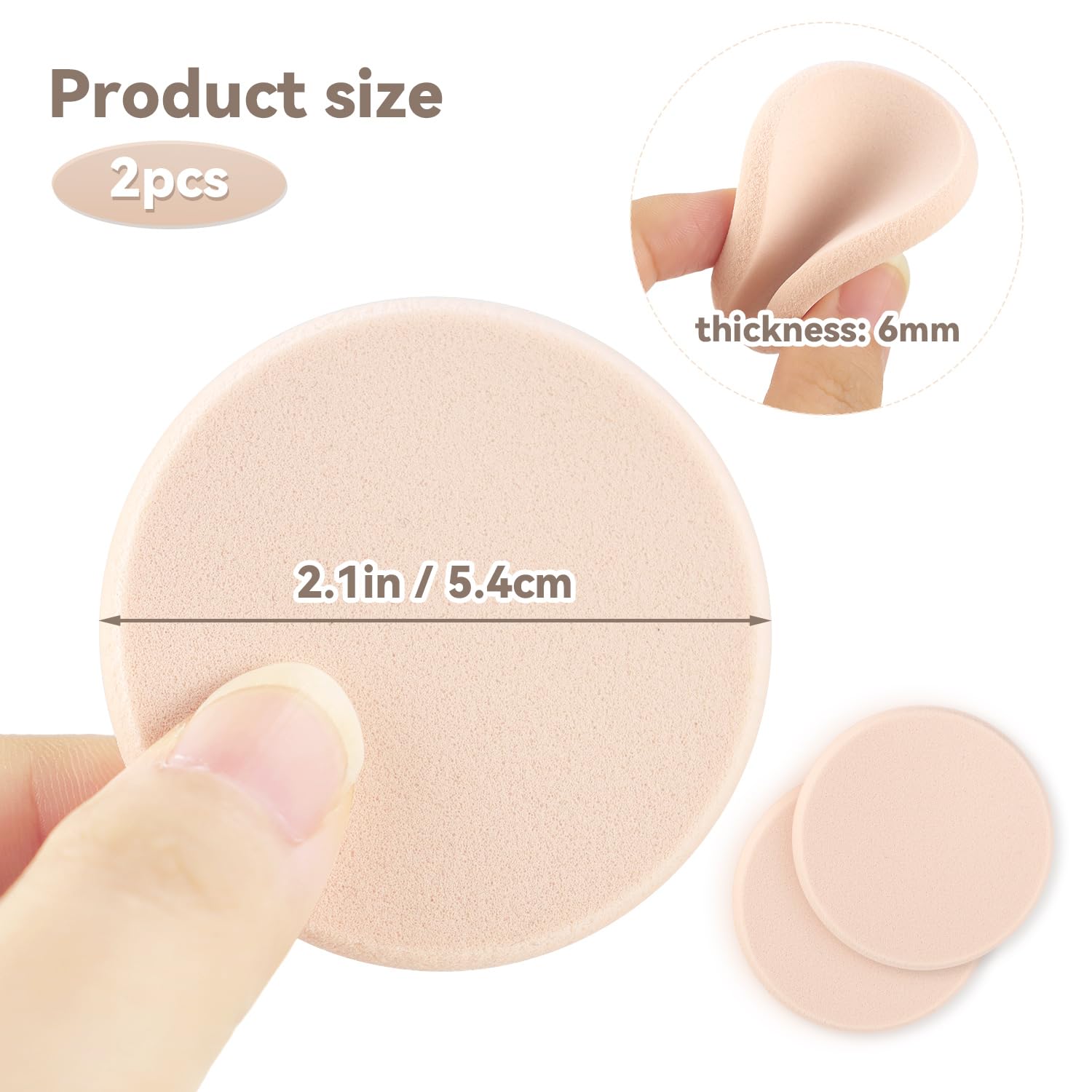 2 Pcs Makeup Sponges with Travel Case, Facial Primer Compact Powder Puff, Cosmetics Blush Applicators Sponges for All Skin Types Wet and Dry Dual Use (Round) - Image 4