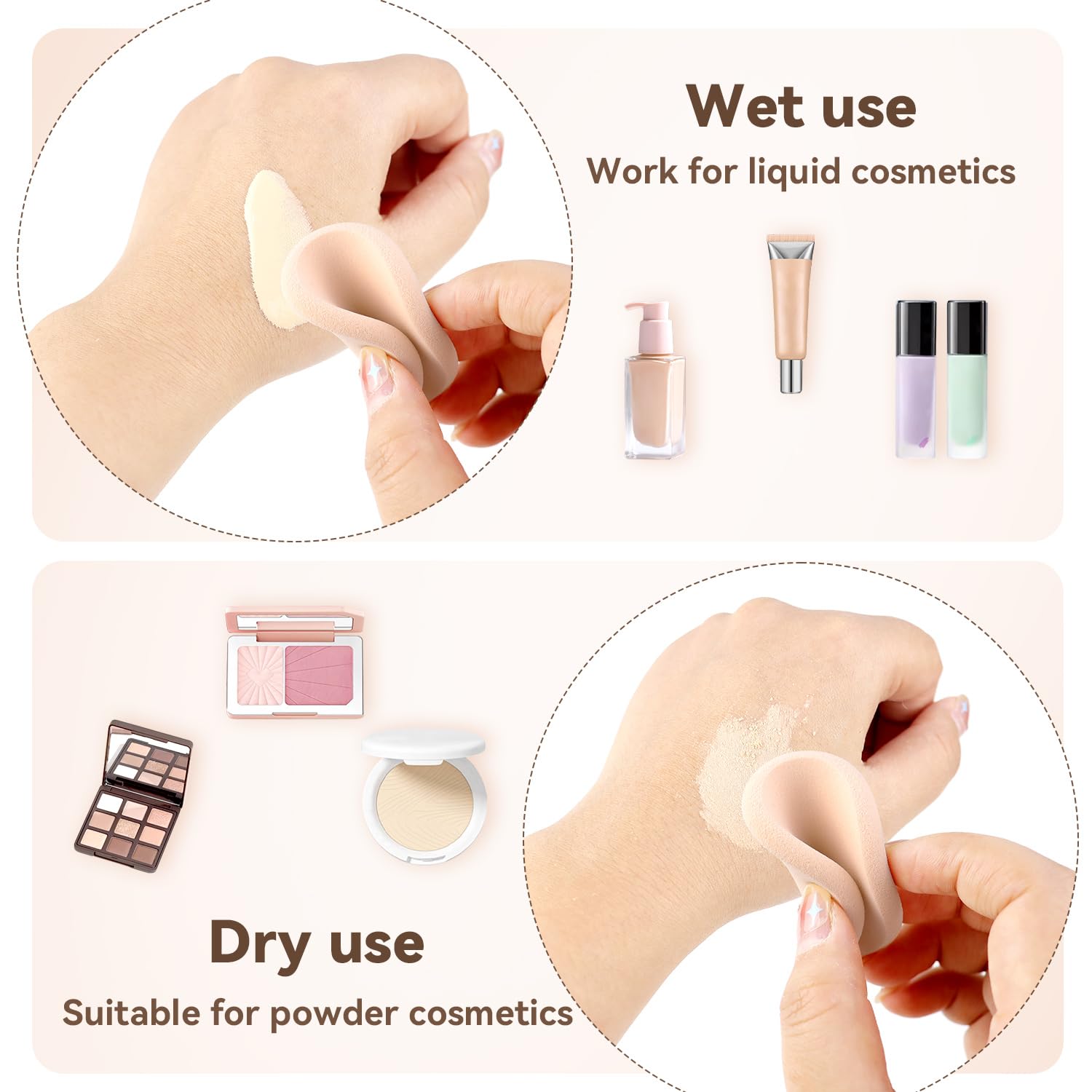 2 Pcs Makeup Sponges with Travel Case, Facial Primer Compact Powder Puff, Cosmetics Blush Applicators Sponges for All Skin Types Wet and Dry Dual Use (Round) - Image 6
