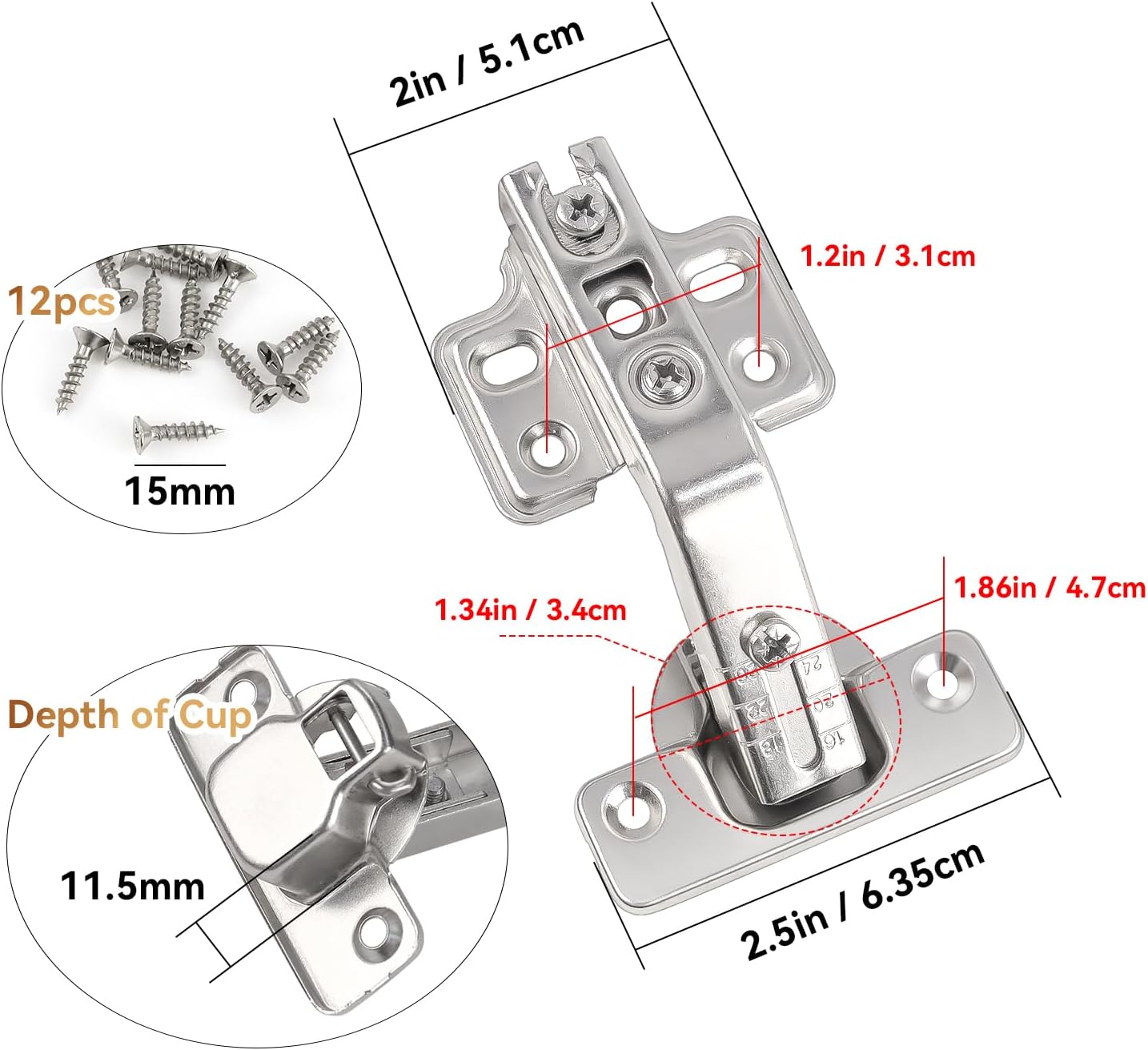 135 Degree Lazy Susan Hinge Full Overlay Concealed Corner Cabinet Hinge for Cabinet, Cupboard, Folded Door, Corner Kitchen Cabinet Replacement Hardware (1 Pair, 2 PCS) - Image 4