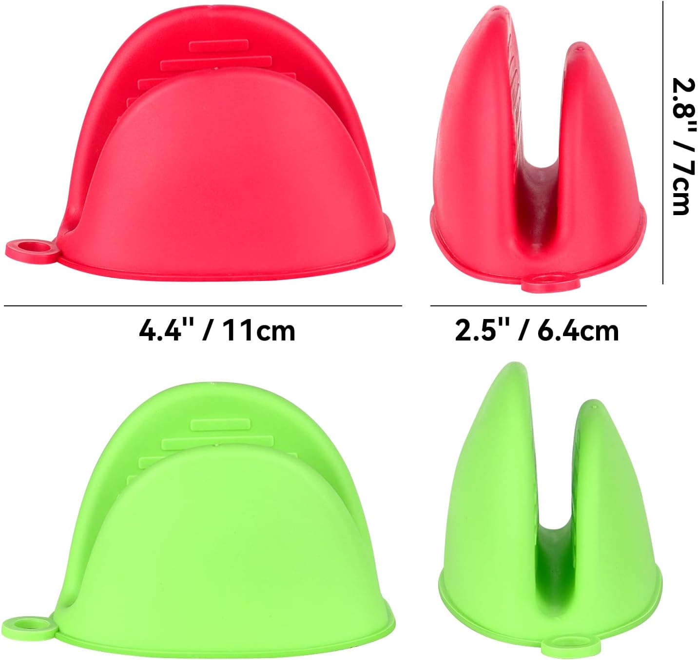 2 Pairs Mini Oven Gloves, Silicone Oven Mitts Heat Resistant, Silicone Potholders Cooking Pinch for Kitchen Cooking & Baking (Red and Green) - Image 3