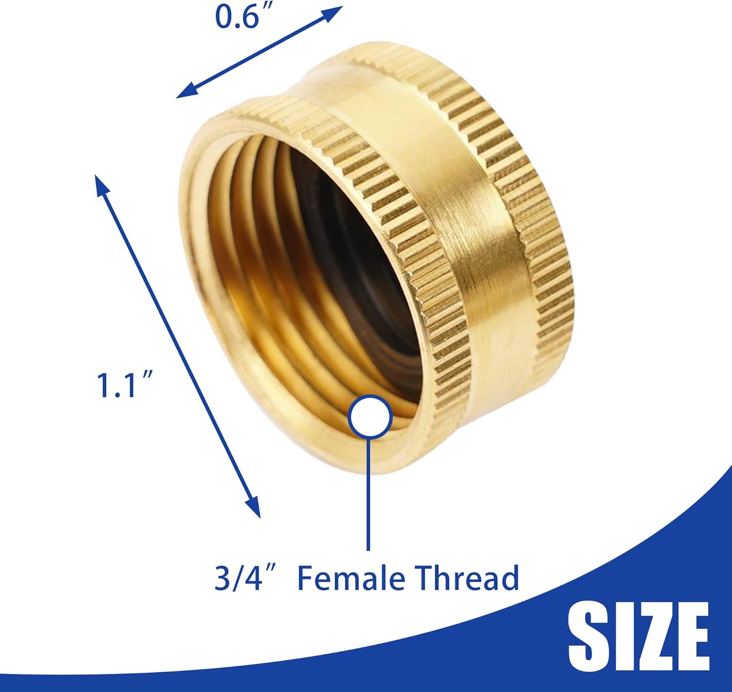 Brass Garden Hose End Caps, 2 Pack 3/4