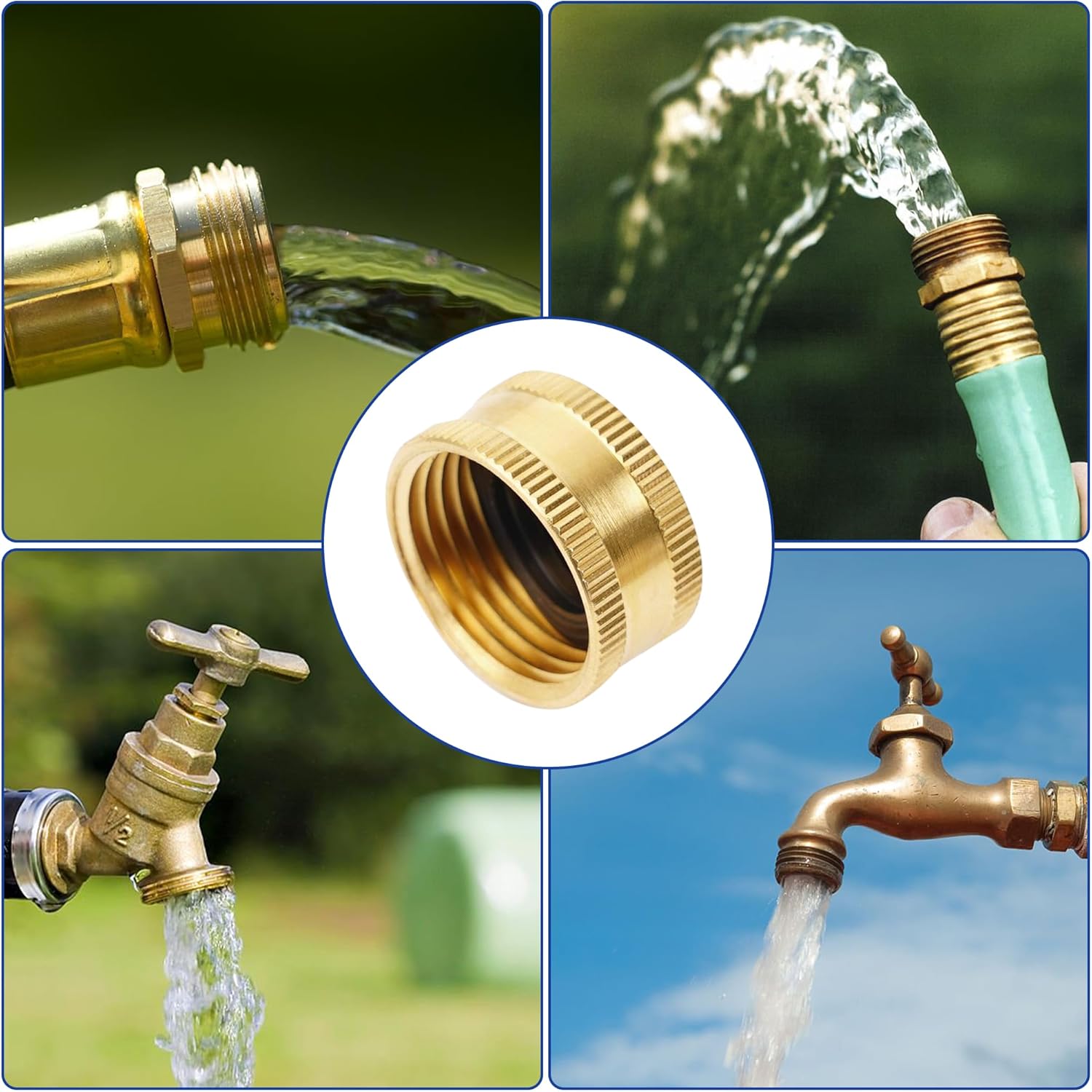 Brass Garden Hose End Caps, 2 Pack 3/4
