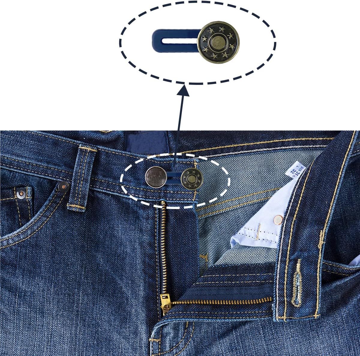 10 Pcs Expander Button for Extender Jeans Pants Collar, 5 Styles Pants Waist No Sew Instant Silicone Extender Button for Men and Women - Image 7