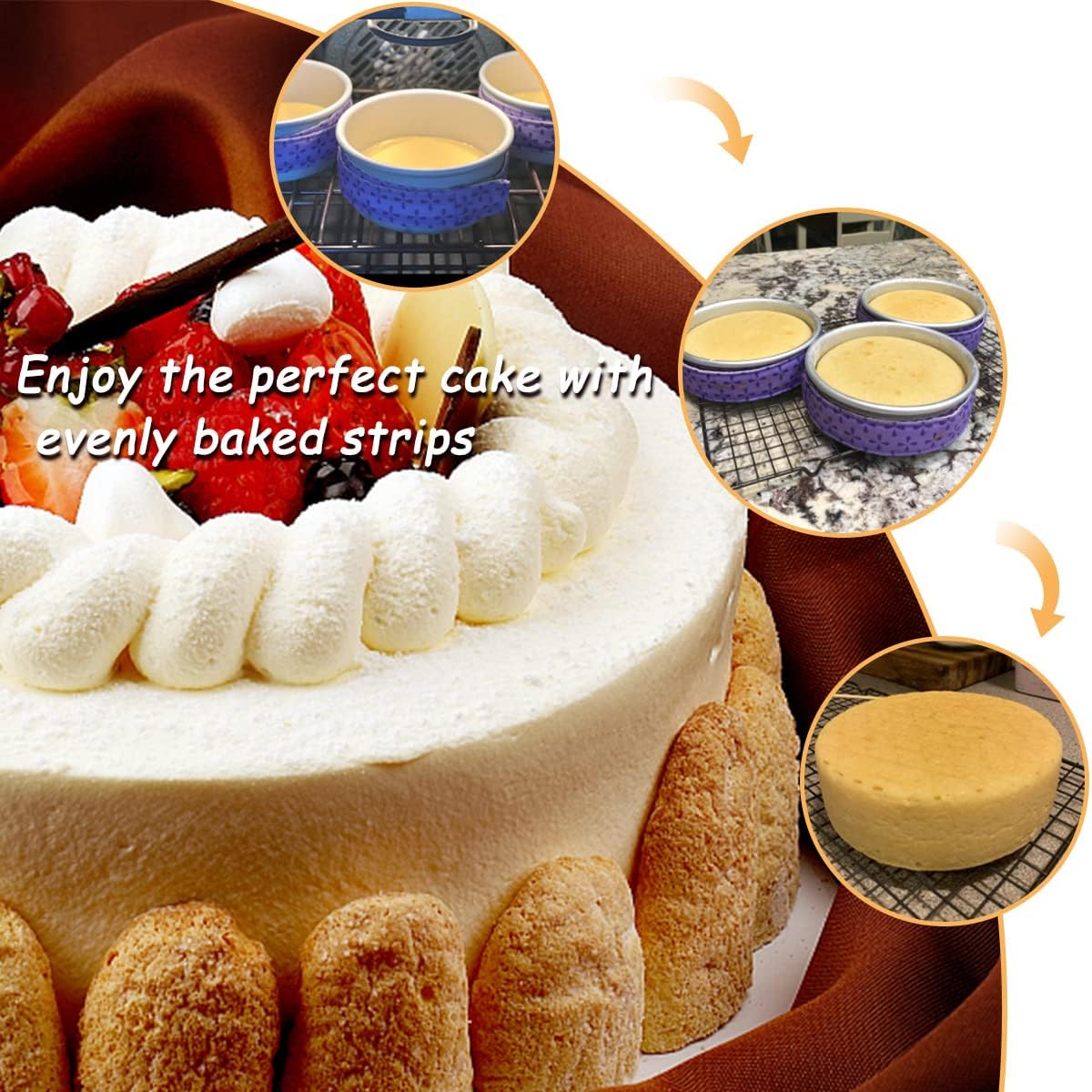 2 Piece Bake Even Cake Strips, Cake Pan Dampen Strips, Cake Pan Strips for Evenly Baked Cakes - Image 5