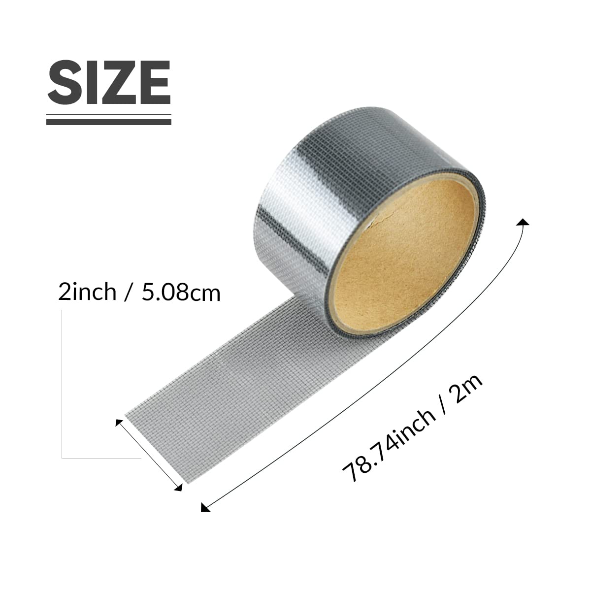 1 Pcs Grey Window Screen Repair Kit, Mesh Repair Tape Strong Adhesive Fiberglass Covering Mesh Tape Waterproof Screen Patch Repair for Door Window Tears Holes (2