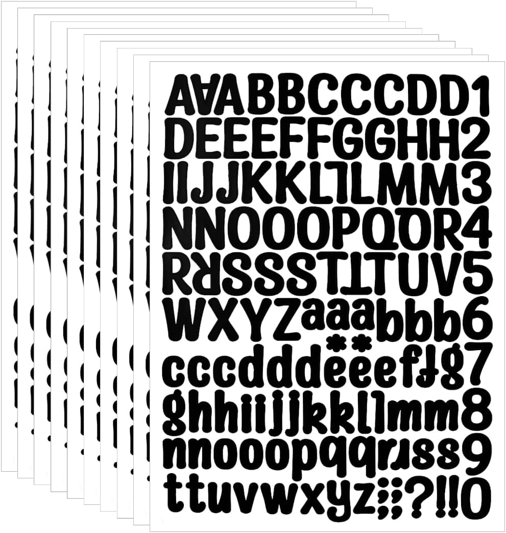 1260 Pieces 10 Sheets A4 Vinyl Letter Sticker, Self Adhesive Letters Numbers Mailbox Numbers Sticker for Signs, Window, Mailbox, Door (Black,1 Inch) - Image 1