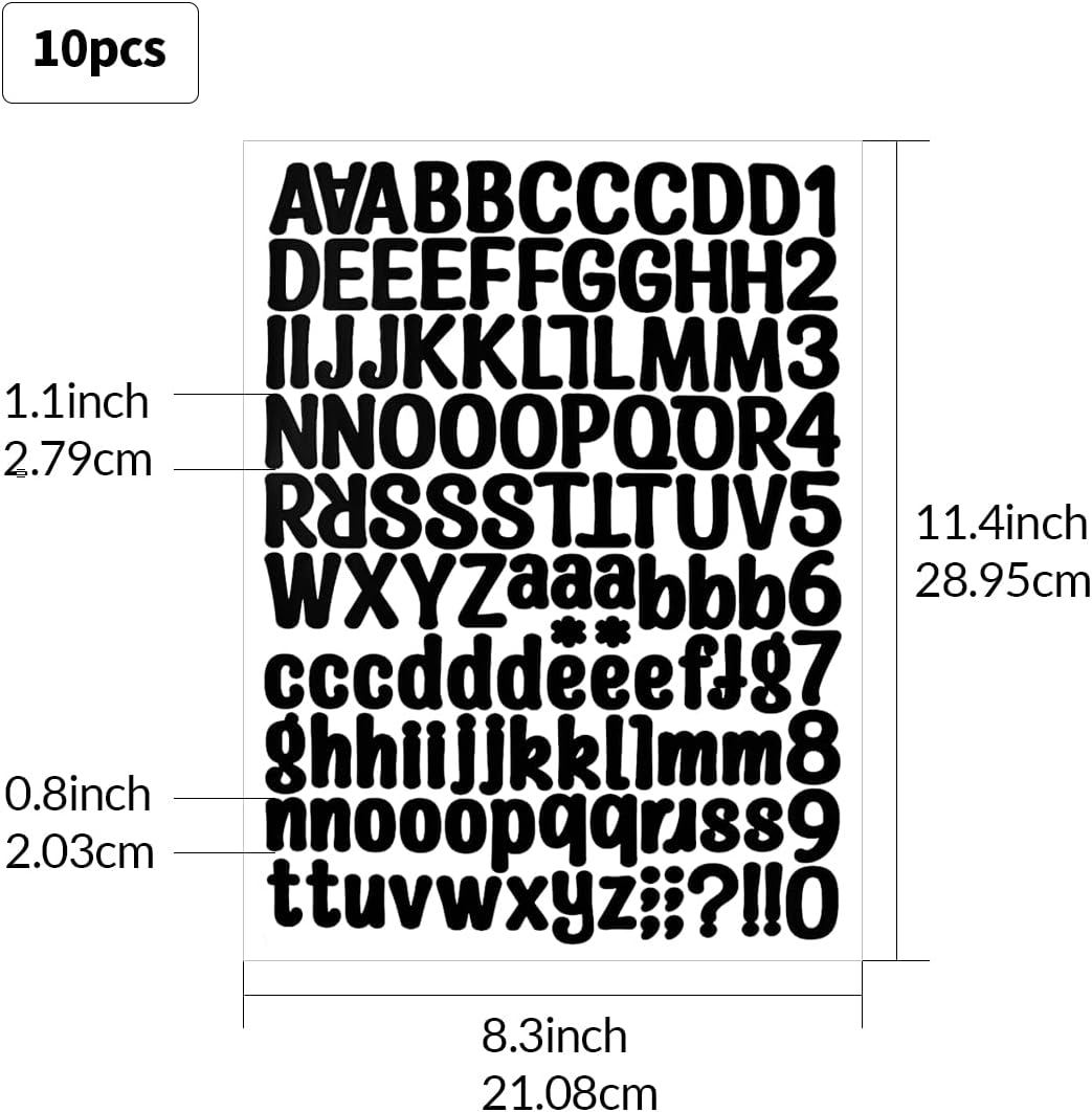 1260 Pieces 10 Sheets A4 Vinyl Letter Sticker, Self Adhesive Letters Numbers Mailbox Numbers Sticker for Signs, Window, Mailbox, Door (Black,1 Inch) - Image 2