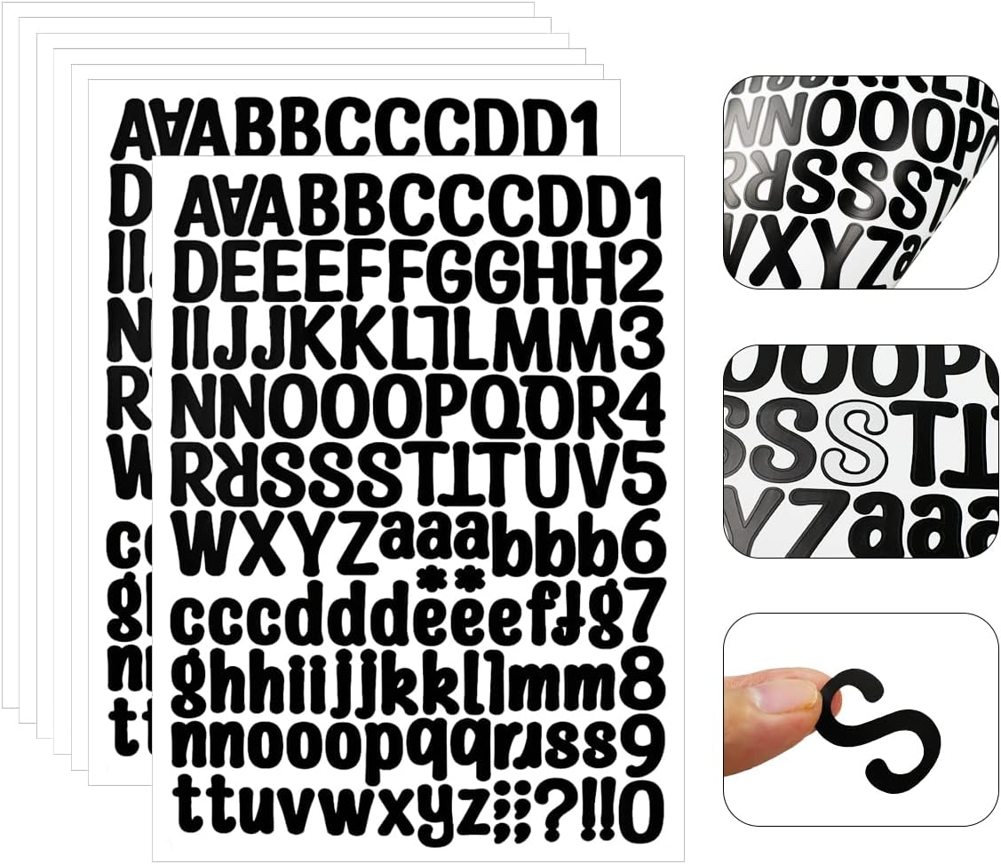 1260 Pieces 10 Sheets A4 Vinyl Letter Sticker, Self Adhesive Letters Numbers Mailbox Numbers Sticker for Signs, Window, Mailbox, Door (Black,1 Inch) - Image 3