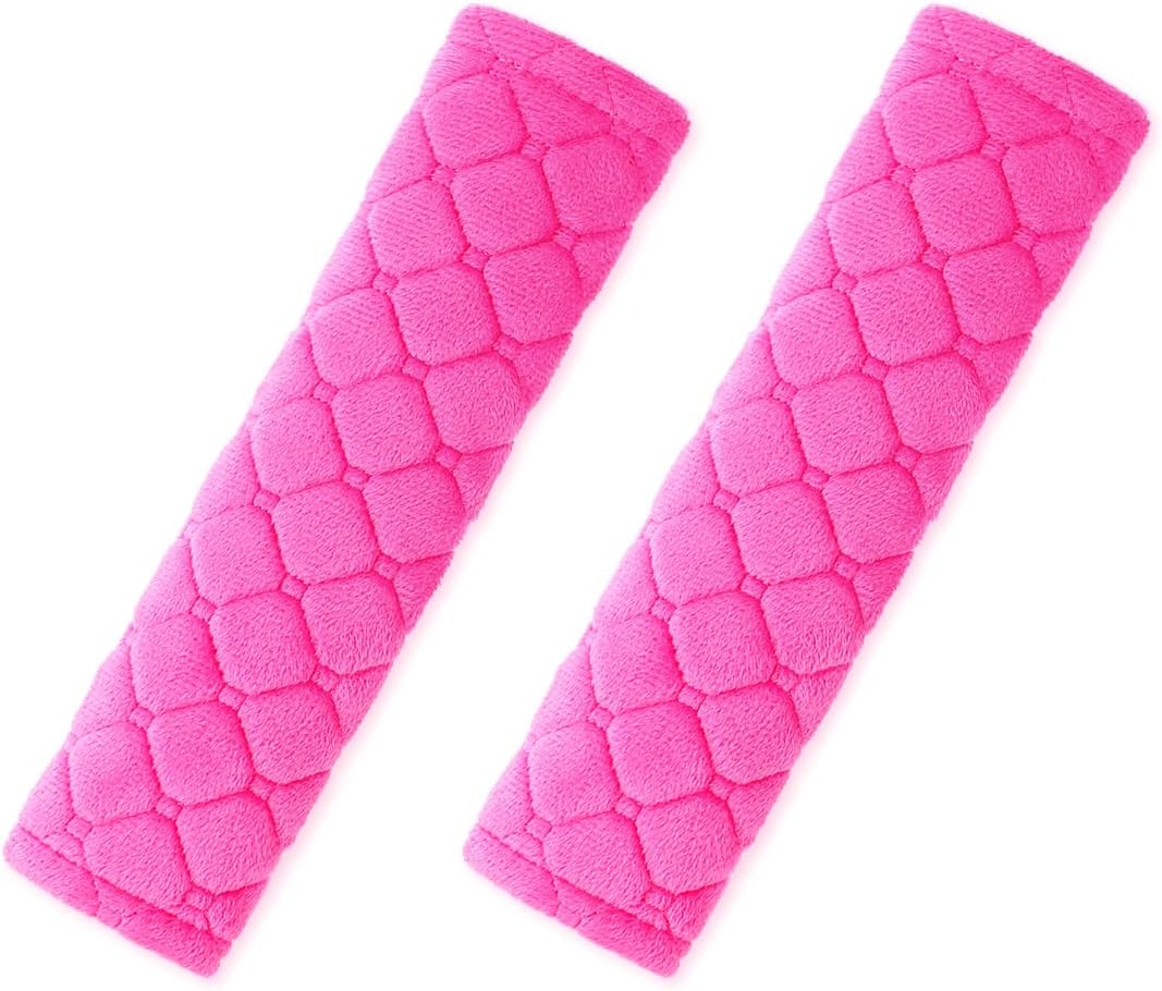 2 PCS Car Seat Straps Shoulder Pads Soft Auto Seat Belt Cover Universal Safety Strap Cover Helps Protect Your Neck and Shoulders from Seat Belt Friction (Rose Red) - Image 1