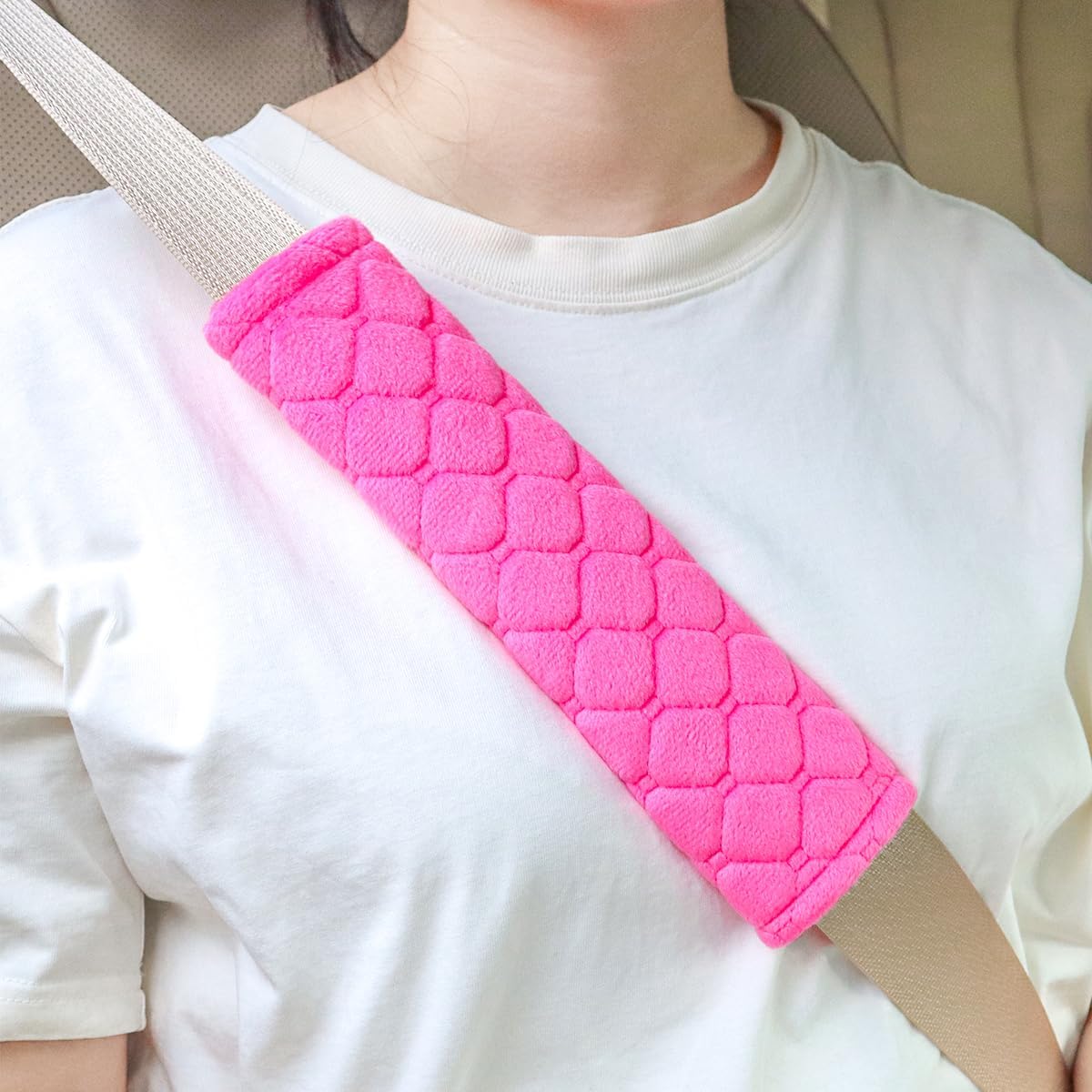 2 PCS Car Seat Straps Shoulder Pads Soft Auto Seat Belt Cover Universal Safety Strap Cover Helps Protect Your Neck and Shoulders from Seat Belt Friction (Rose Red) - Image 2