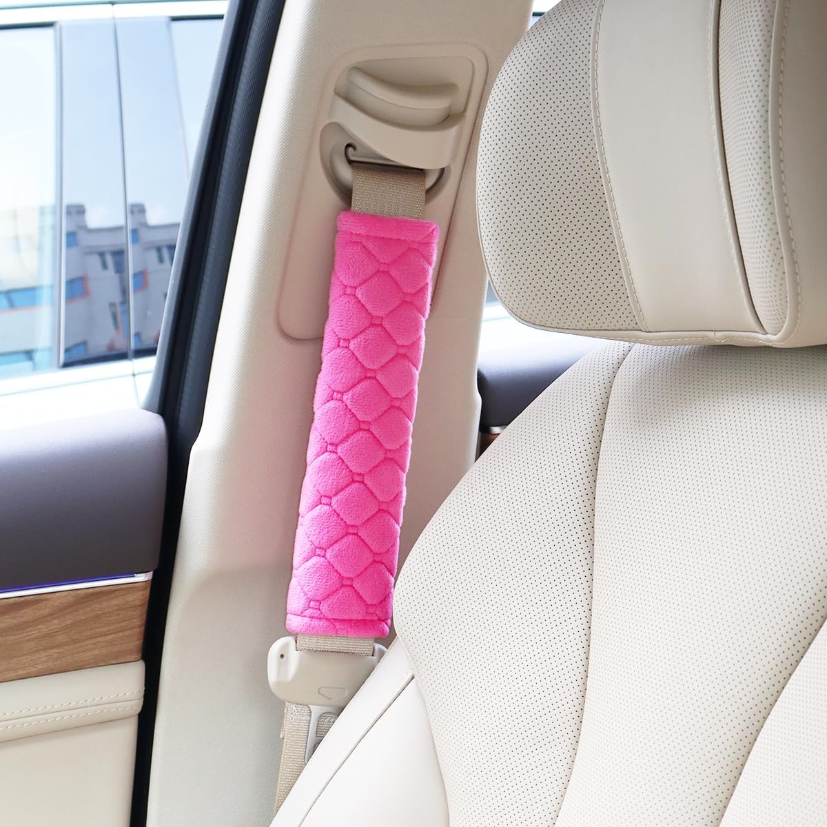 2 PCS Car Seat Straps Shoulder Pads Soft Auto Seat Belt Cover Universal Safety Strap Cover Helps Protect Your Neck and Shoulders from Seat Belt Friction (Rose Red) - Image 4