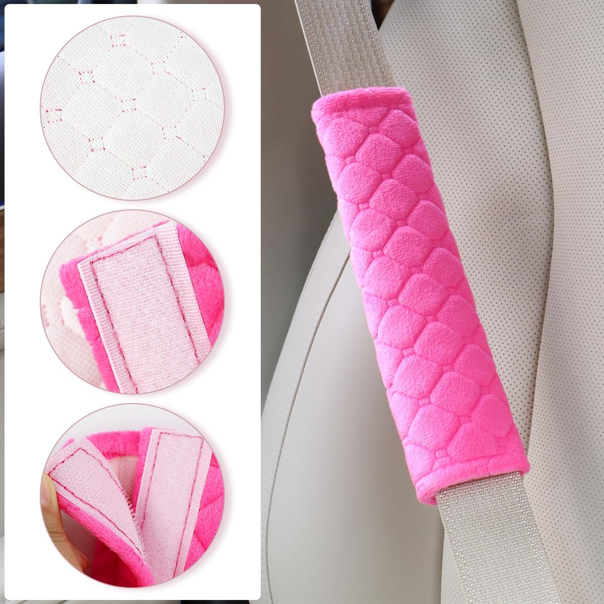 2 PCS Car Seat Straps Shoulder Pads Soft Auto Seat Belt Cover Universal Safety Strap Cover Helps Protect Your Neck and Shoulders from Seat Belt Friction (Rose Red) - Image 5