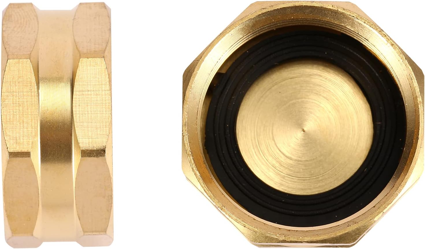 2 Pack Garden Hose End Caps with Washers, Brass Spigot Cap, 3/4