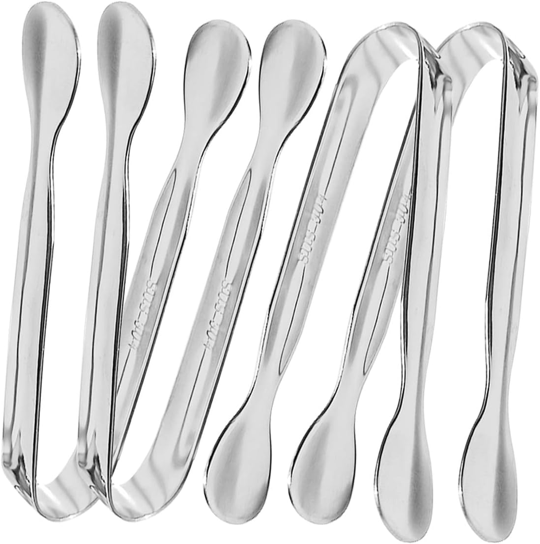 4 Pcs Ice Tongs Sugar Cubes Tongs, Mini Serving Tongs, 304 Stainless Steel, Silver, 4.33 x 0.63 inches - Image 1