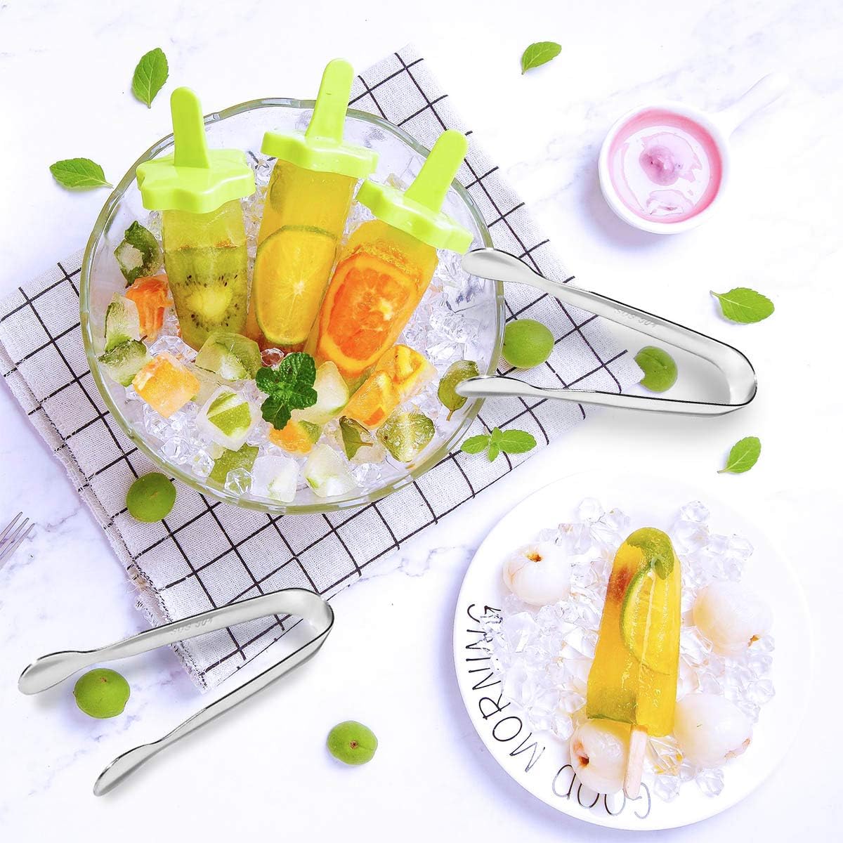 4 Pcs Ice Tongs Sugar Cubes Tongs, Mini Serving Tongs, 304 Stainless Steel, Silver, 4.33 x 0.63 inches - Image 3