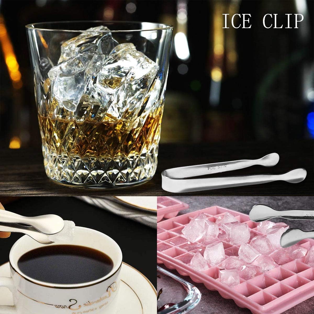 4 Pcs Ice Tongs Sugar Cubes Tongs, Mini Serving Tongs, 304 Stainless Steel, Silver, 4.33 x 0.63 inches - Image 5