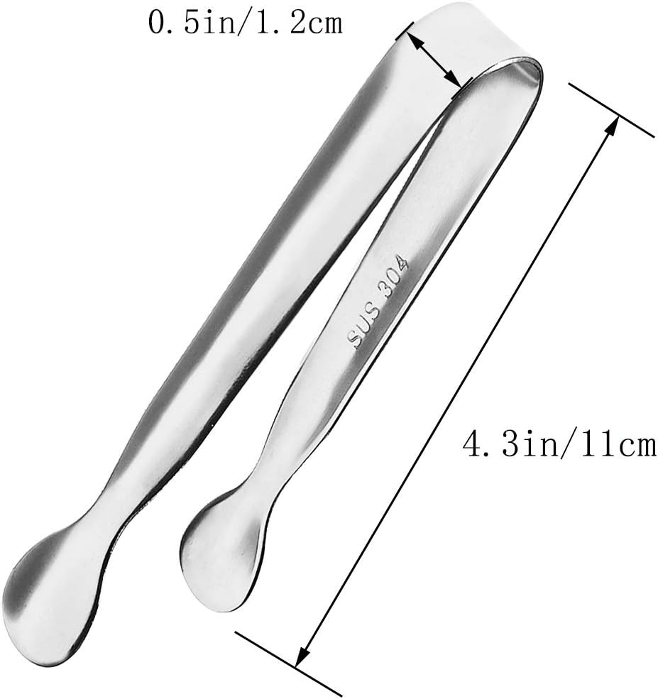4 Pcs Ice Tongs Sugar Cubes Tongs, Mini Serving Tongs, 304 Stainless Steel, Silver, 4.33 x 0.63 inches - Image 6