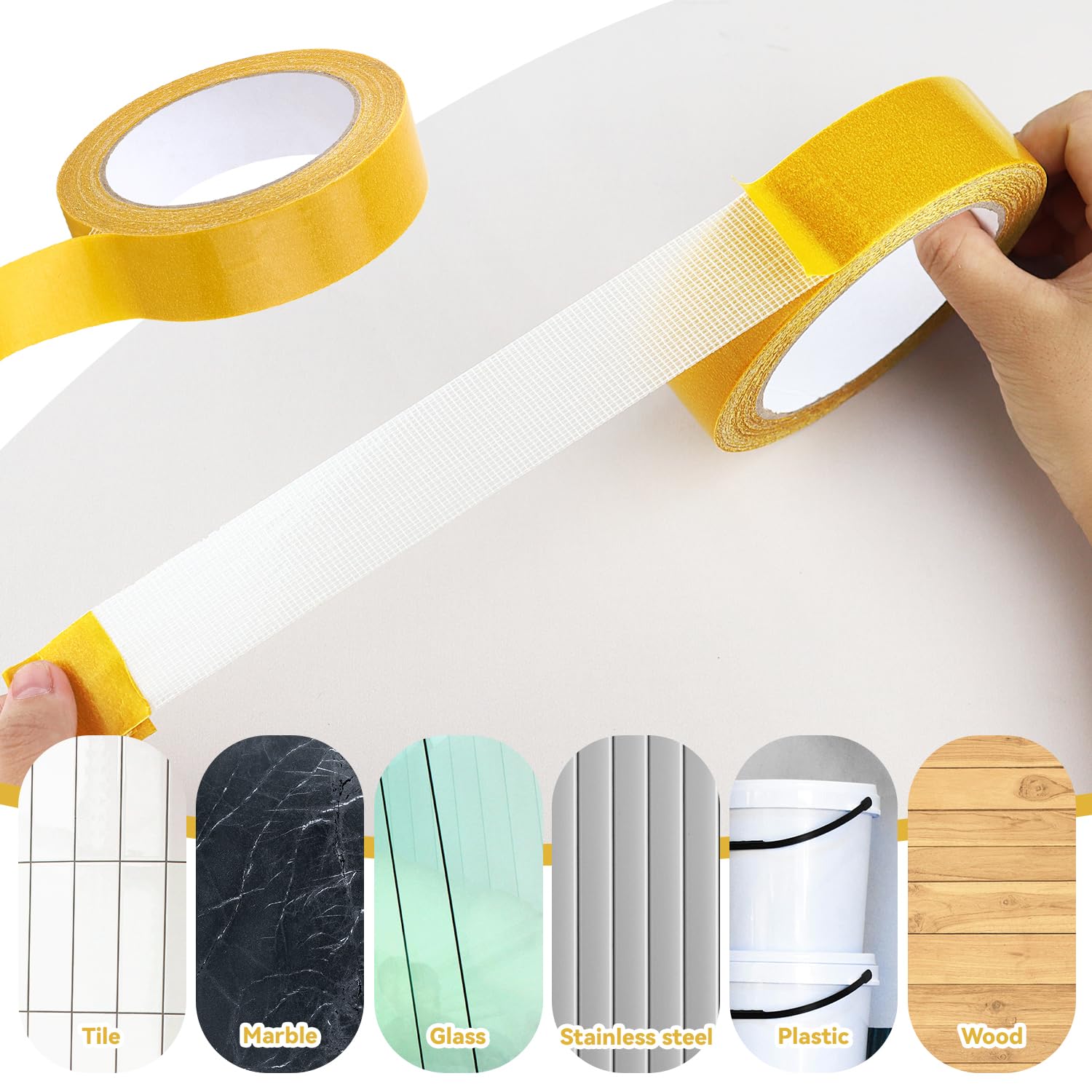 1 Pack Double Sided Fabric Tape Heavy Duty Gauze Tape Fabric Tape High Stickness Mounting Tape for Carpets, Pictures, Posters, Frames (3CM/1.18Inch x 20M/66FT) - Image 4