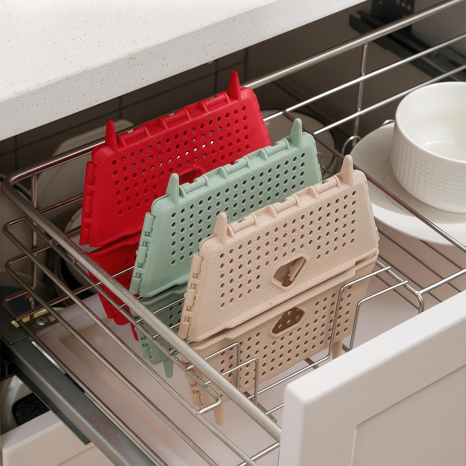 Plastic Colander Basket, Multi-Purpose Drainage & Storage Bin for Kitchen, Candy, Cookies, Holiday Snacks and Gift Items, Ventilated Organizer Tray for Home & Christmas Decorations Storage - Image 5