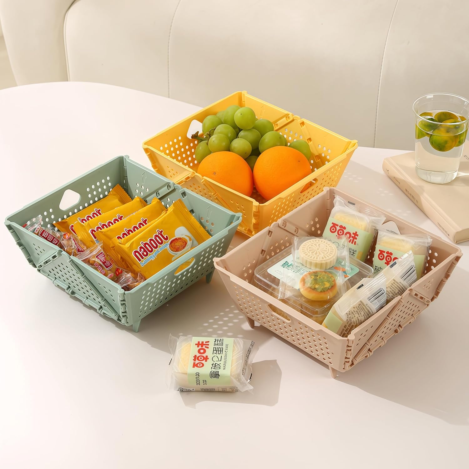 Plastic Colander Basket, Multi-Purpose Drainage & Storage Bin for Kitchen, Candy, Cookies, Holiday Snacks and Gift Items, Ventilated Organizer Tray for Home & Christmas Decorations Storage - Image 7