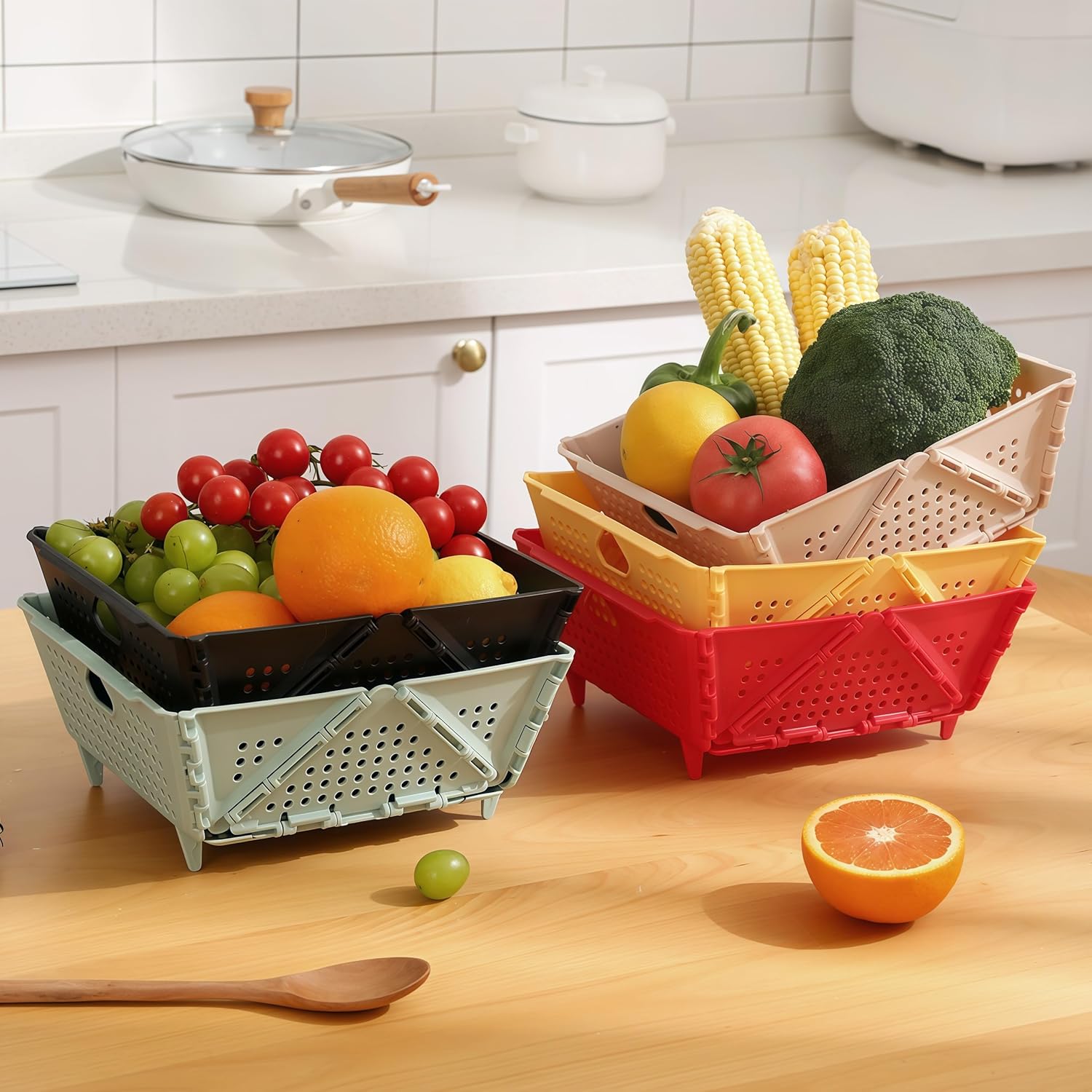 Plastic Colander Basket, Multi-Purpose Drainage & Storage Bin for Kitchen, Candy, Cookies, Holiday Snacks and Gift Items, Ventilated Organizer Tray for Home & Christmas Decorations Storage - Image 8