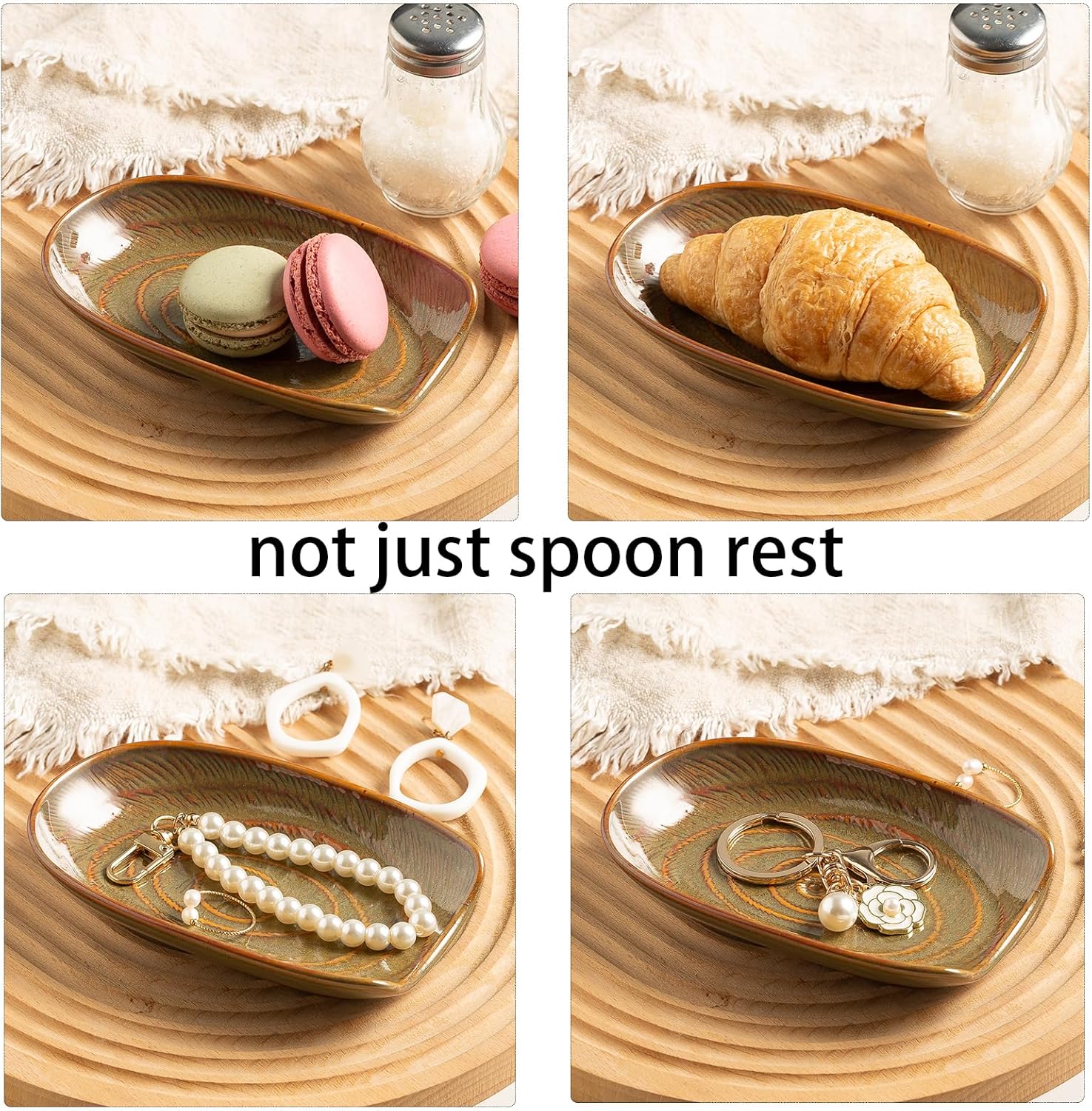 Ceremic Spoon Rest for Stove Top, Spoon Holder for Kitchen Counter, Coffee Spoon Rest, Cooking Utensil Rest for Ladles, Kitchen Decor, Housewarming Gifts, 1 pack (brown) - Image 4