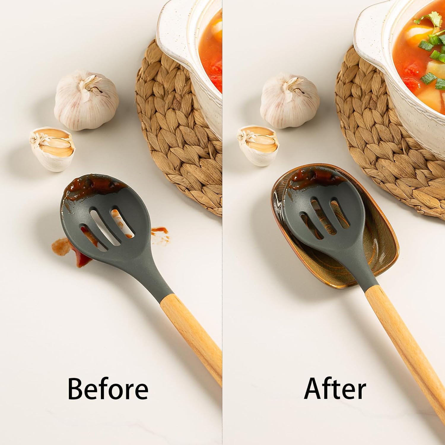 Ceremic Spoon Rest for Stove Top, Spoon Holder for Kitchen Counter, Coffee Spoon Rest, Cooking Utensil Rest for Ladles, Kitchen Decor, Housewarming Gifts, 1 pack (brown) - Image 5