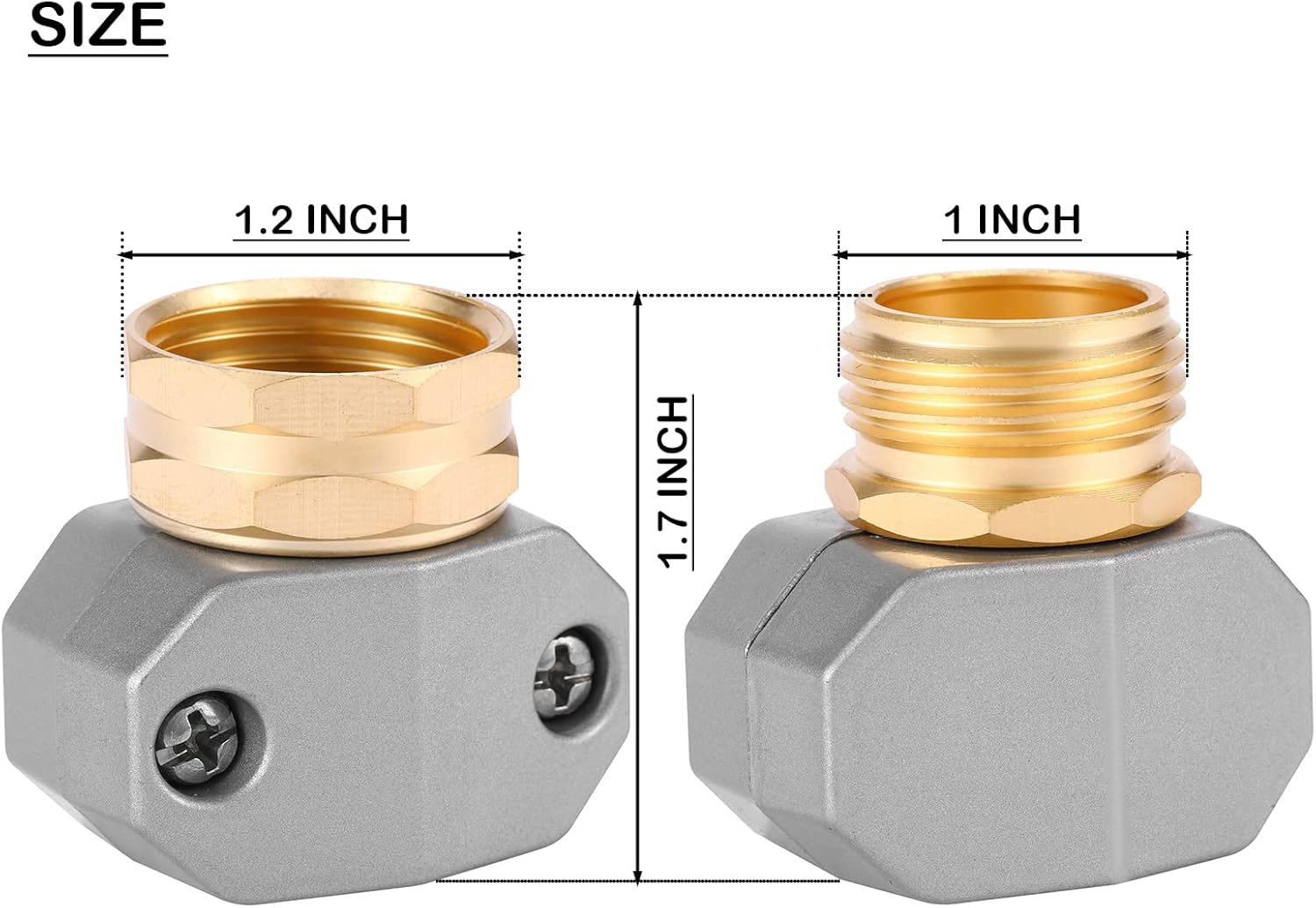 Zinc and Aluminum Male and Female Coupling, Fits All 5/8-Inch and 3/4-Inch Garden Hose Repair Fitting, 2 Pack(Female & Male) - Image 2