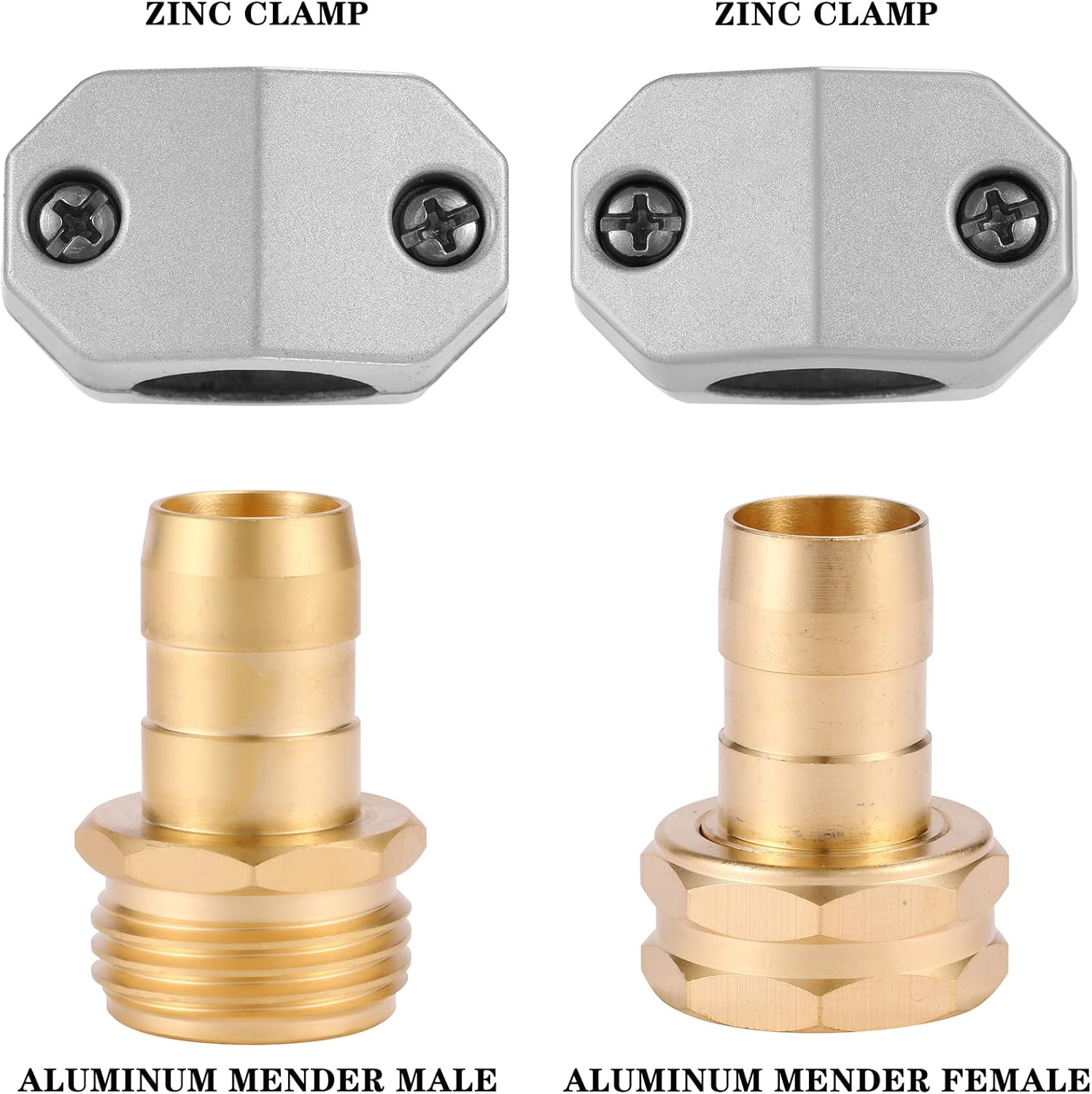 Zinc and Aluminum Male and Female Coupling, Fits All 5/8-Inch and 3/4-Inch Garden Hose Repair Fitting, 2 Pack(Female & Male) - Image 4
