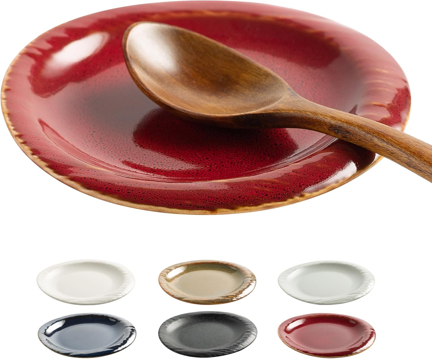 Ceremic Spoon Rest for Kitchen Counter, Spoon Holder for Stove Top, Coffee Spoon Rest, Cooking Utensil Rest for Ladles, Spatula, Spoons or Tongs, Kitchen Decor, Housewarming Gifts, 1 pack (red) - Image 1