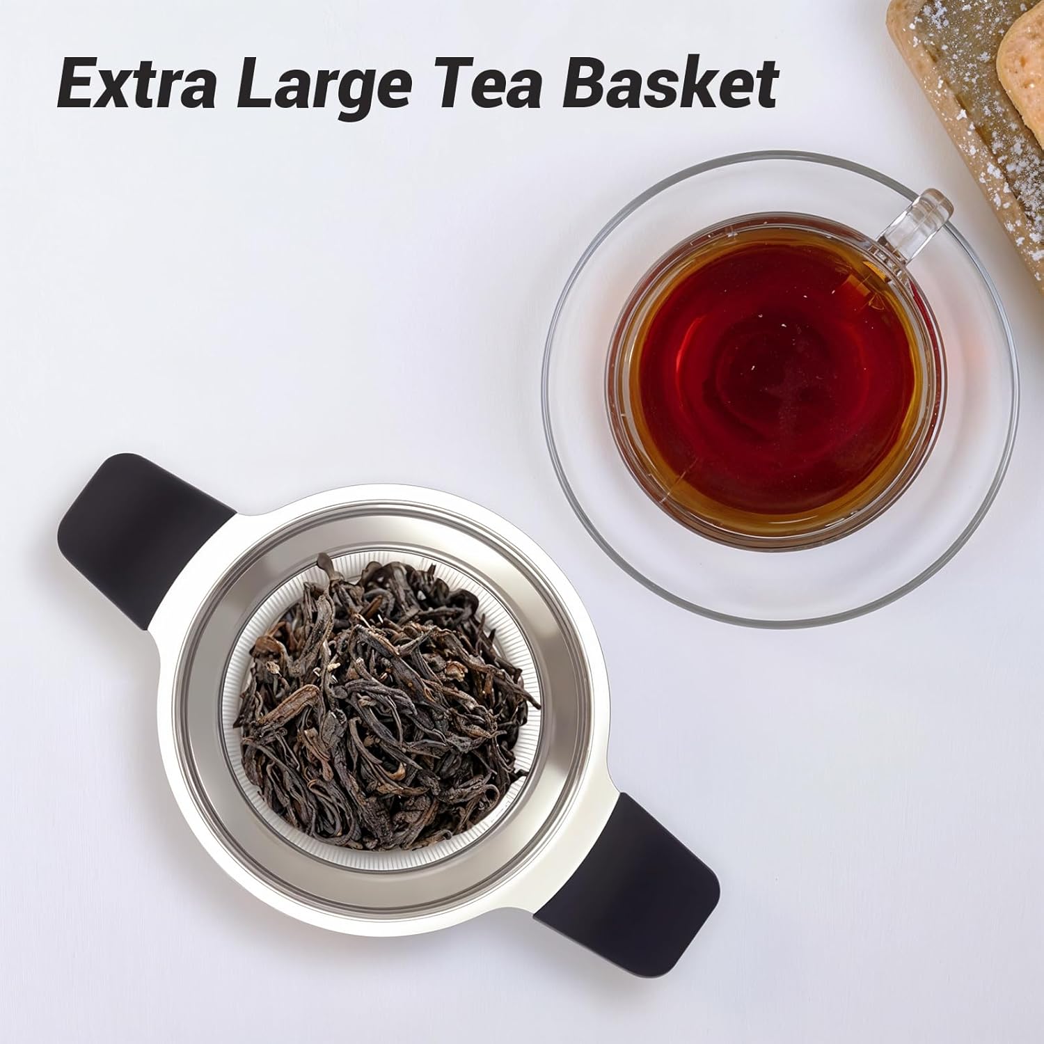 Stainless Steel Tea Infuser Steeper Strainer for Loose Leaf Tea, Fine Mesh Reusable Diffusers Ball Bag Filter Holder with Heat Proof Handles for Teapots, Mugs, Cups - Image 5