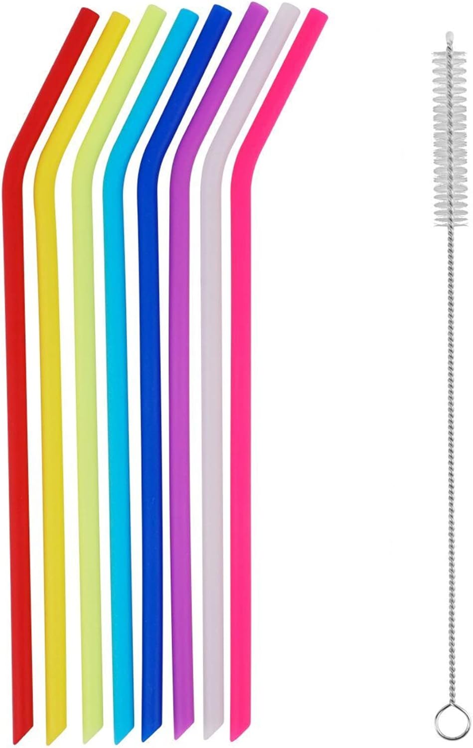 8 Pack Reusable Regular Size Silicone Drinking Straws with 1 Cleaning Brushes, Extra long Flexible Coffee Drinking Standard Size Straws for 20oz and 30oz Tumblers and Mason Jars - Image 3