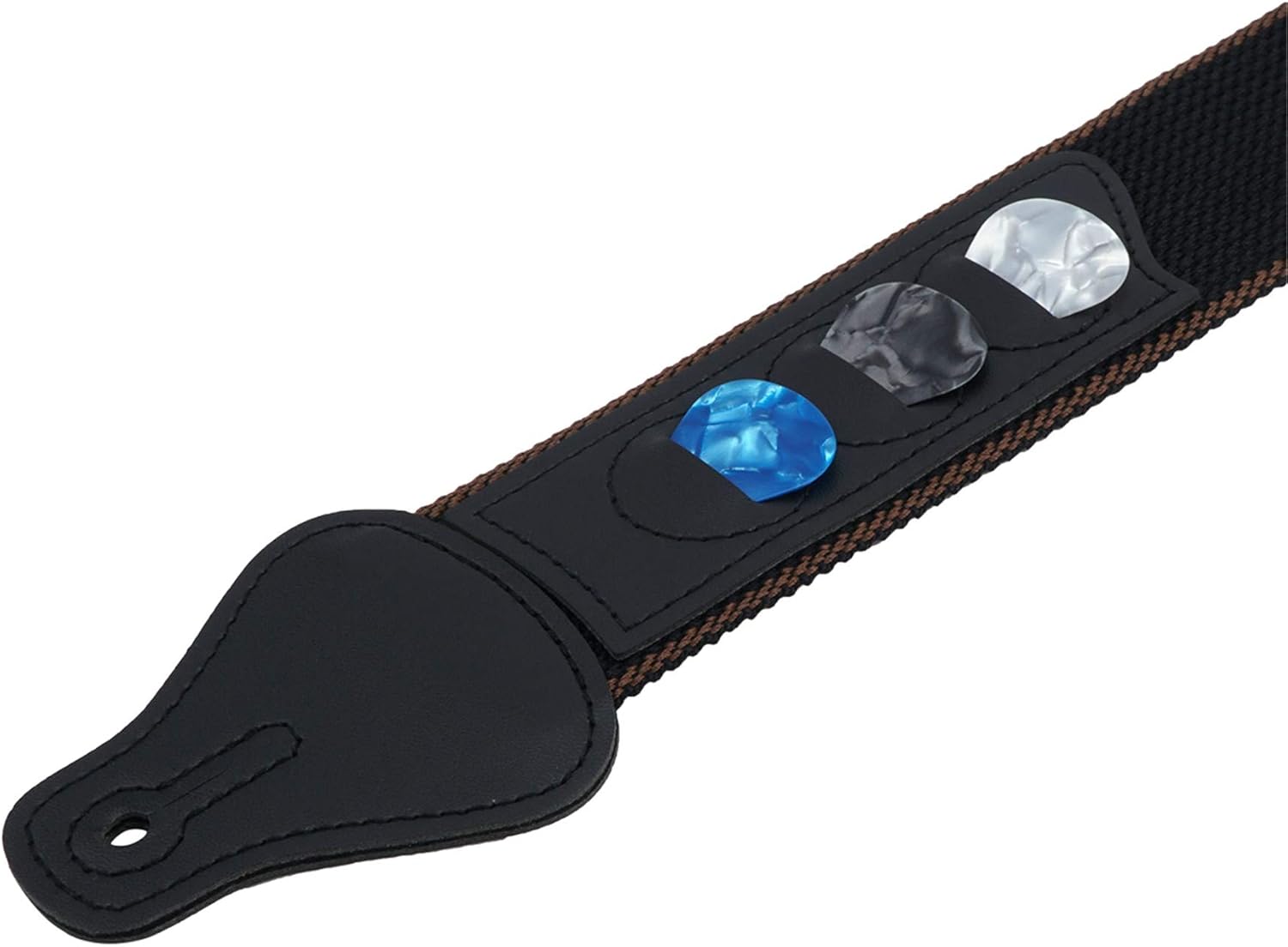 Guitar Strap, Soft Cotton Straps With 3 Pick Holders, Button Headstock Adaptor, 1 Pair Locks and 3 Picks Set For Electric/Acoustic Guitar - Image 2