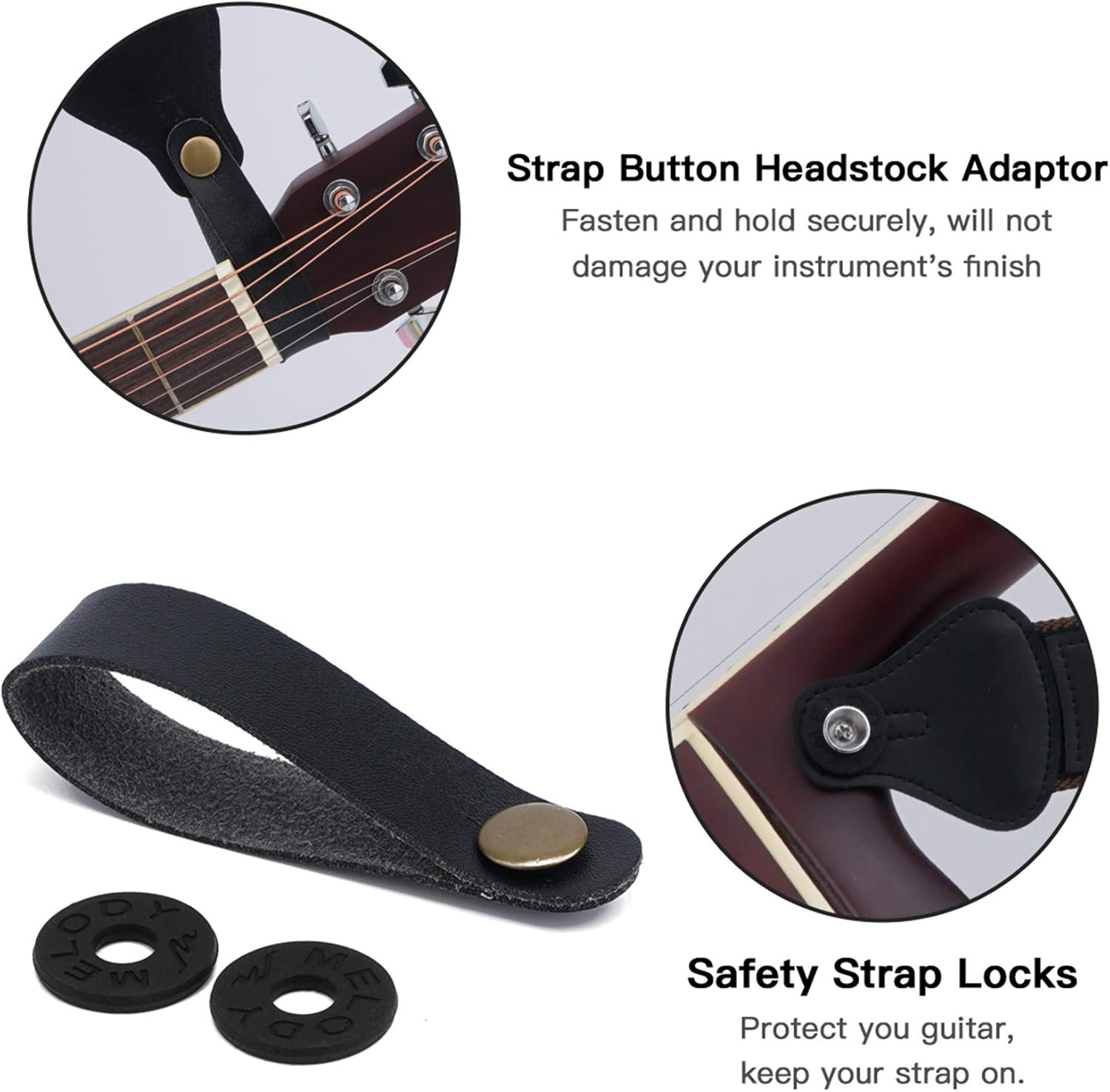Guitar Strap, Soft Cotton Straps With 3 Pick Holders, Button Headstock Adaptor, 1 Pair Locks and 3 Picks Set For Electric/Acoustic Guitar - Image 5