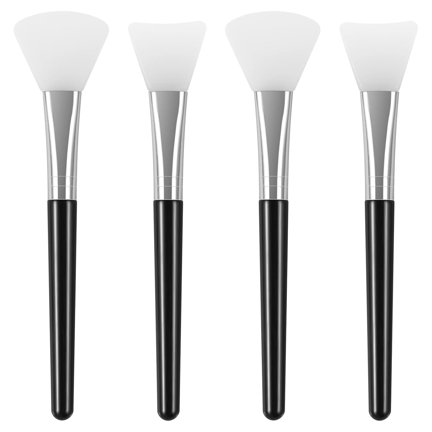4PCS Silicone Face Mask Brush Applicator, Flexible Silicone Brush for Face for Mud, Clay, DIY Mask, Body Lotion, BB Cream (Black) - Image 1