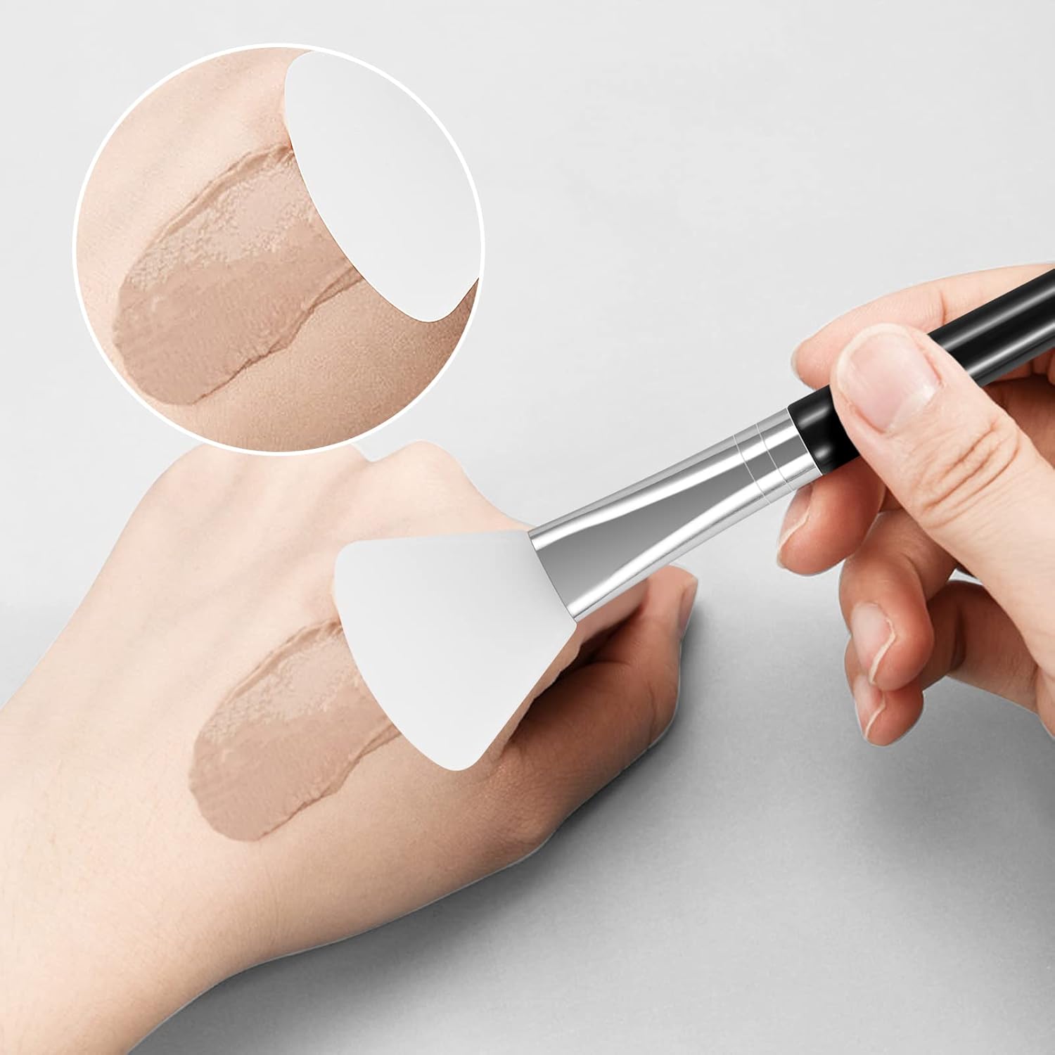 4PCS Silicone Face Mask Brush Applicator, Flexible Silicone Brush for Face for Mud, Clay, DIY Mask, Body Lotion, BB Cream (Black) - Image 3