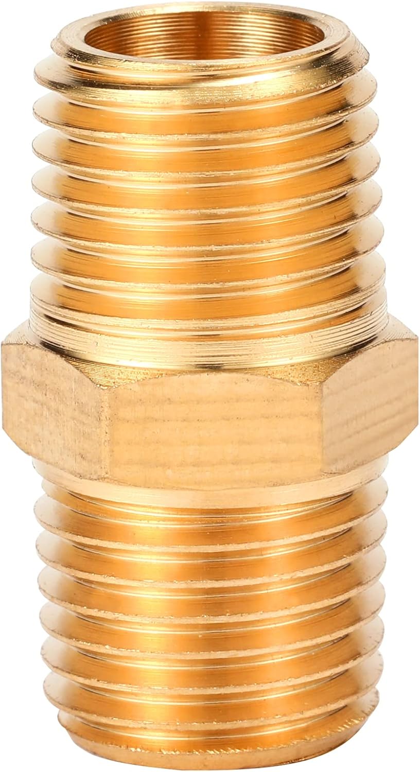 4 pcs Solid Brass Pipe Fitting, Hex Nipple, 1/4