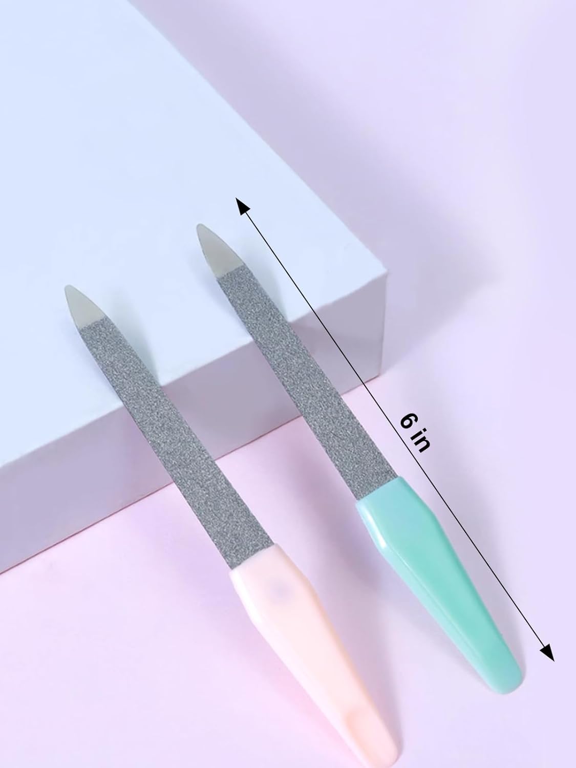 6PCS Metal Nail File, Upgraded Nail File and Cuticle Remover Cutter, Diamond Finger Nail Filers for Women Sapphire Grit - Image 2